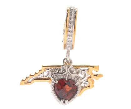 Gems en Vogue 1.0ctw Garnet Heart & United States Drop Charm