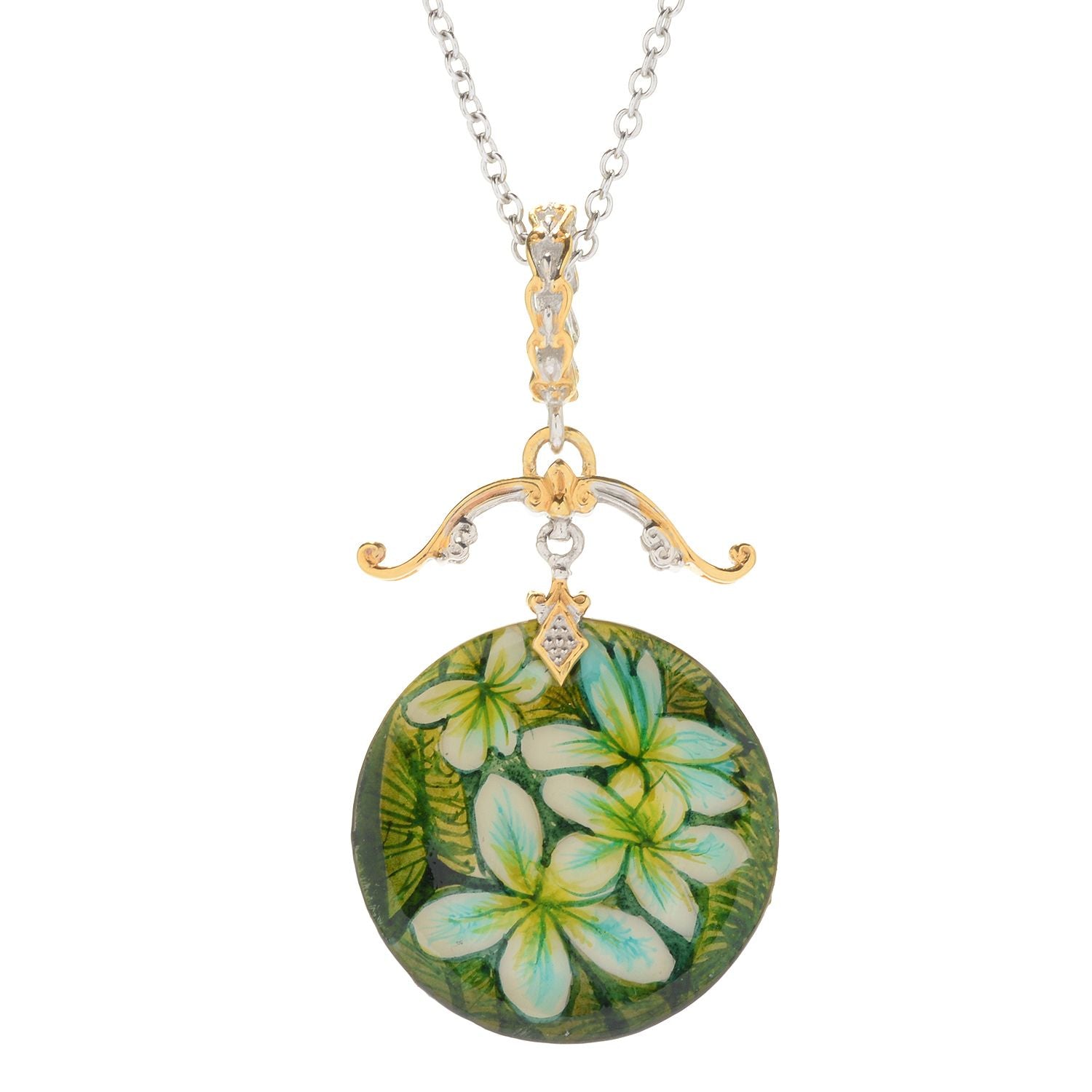 Pendentif floral de Noël Gems en Vogue en coquillage peint