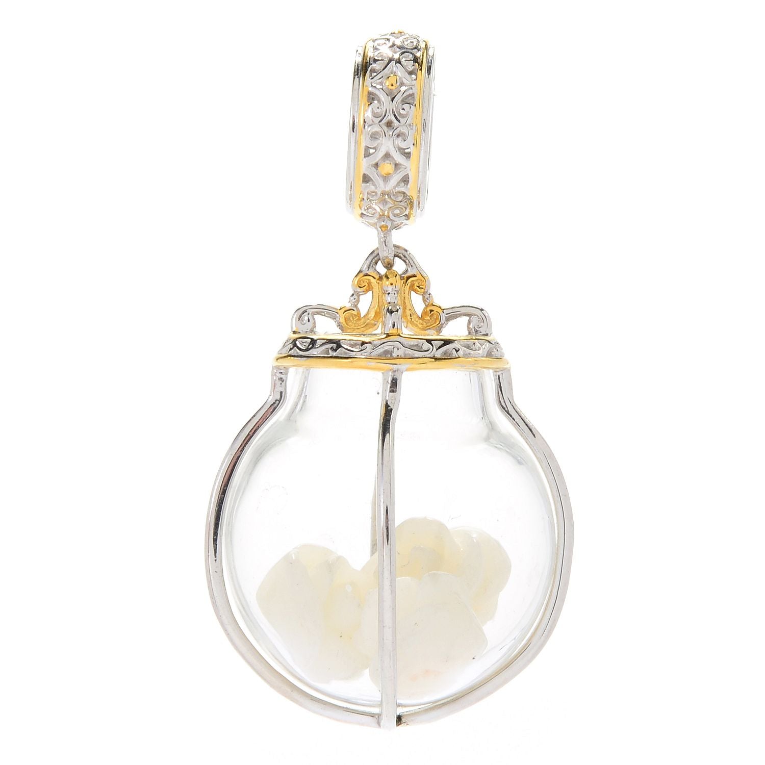 Gems en Vogue Choice of Coral Rose Flower Glass Drop Charm