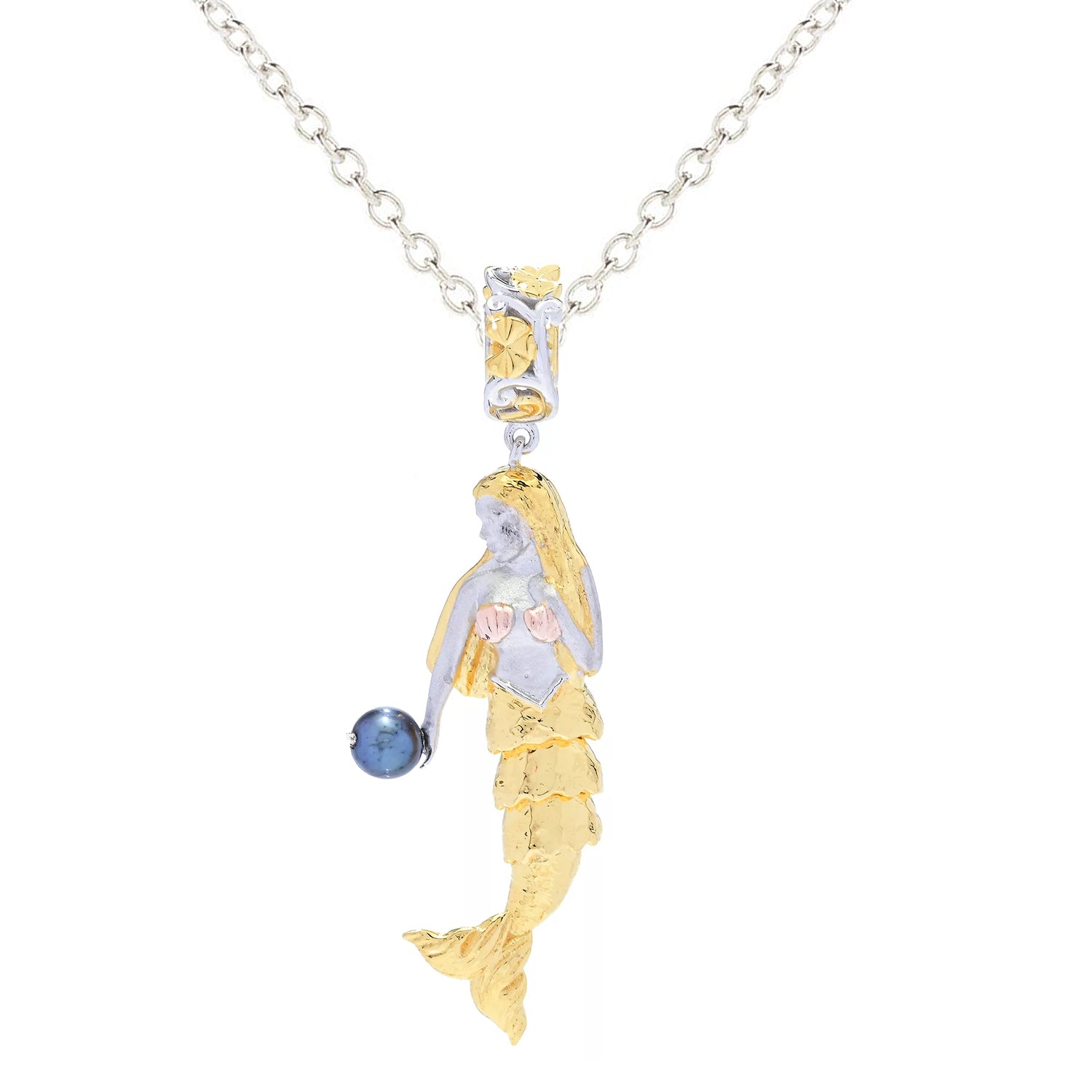 Gems en Vogue Dyed Peacock Cultured Pearl Mermaid Charm/Pendant
