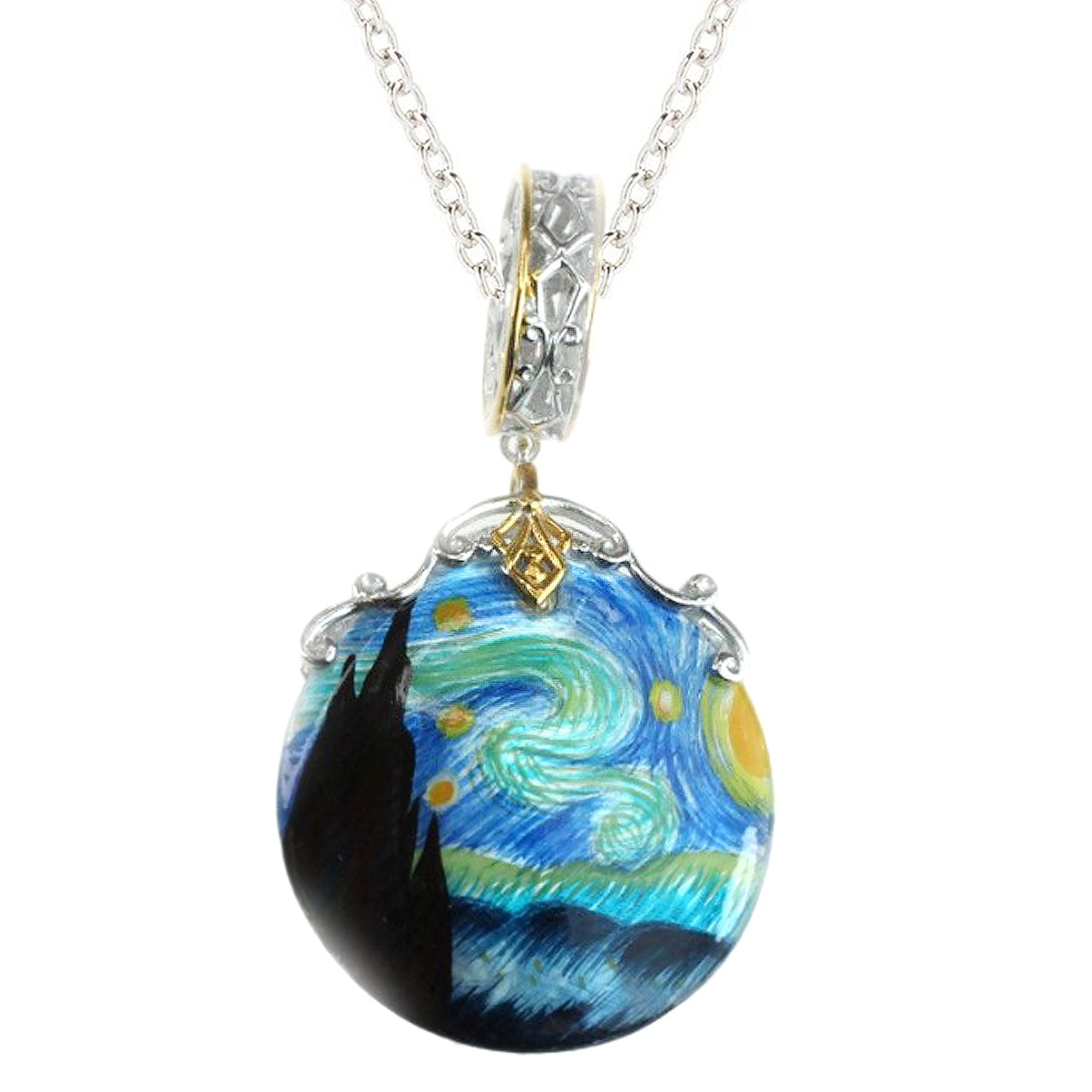 Gems en Vogue Hand-Painted Mother-of-Pearl "Star" Drop Pendant