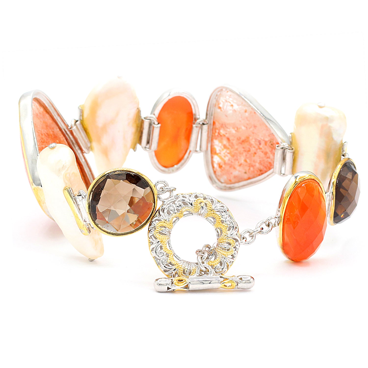 Gems en Vogue Sunstone & Multi-Gemstone Toggle Bracelet