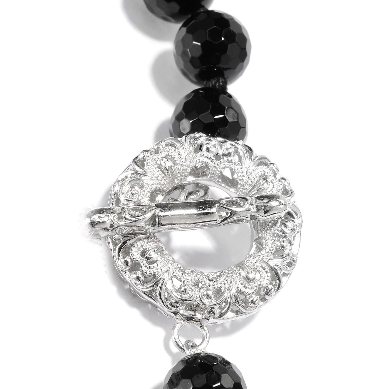 Gems en Vogue Hematite & Black Agate Bead Toggle Necklace