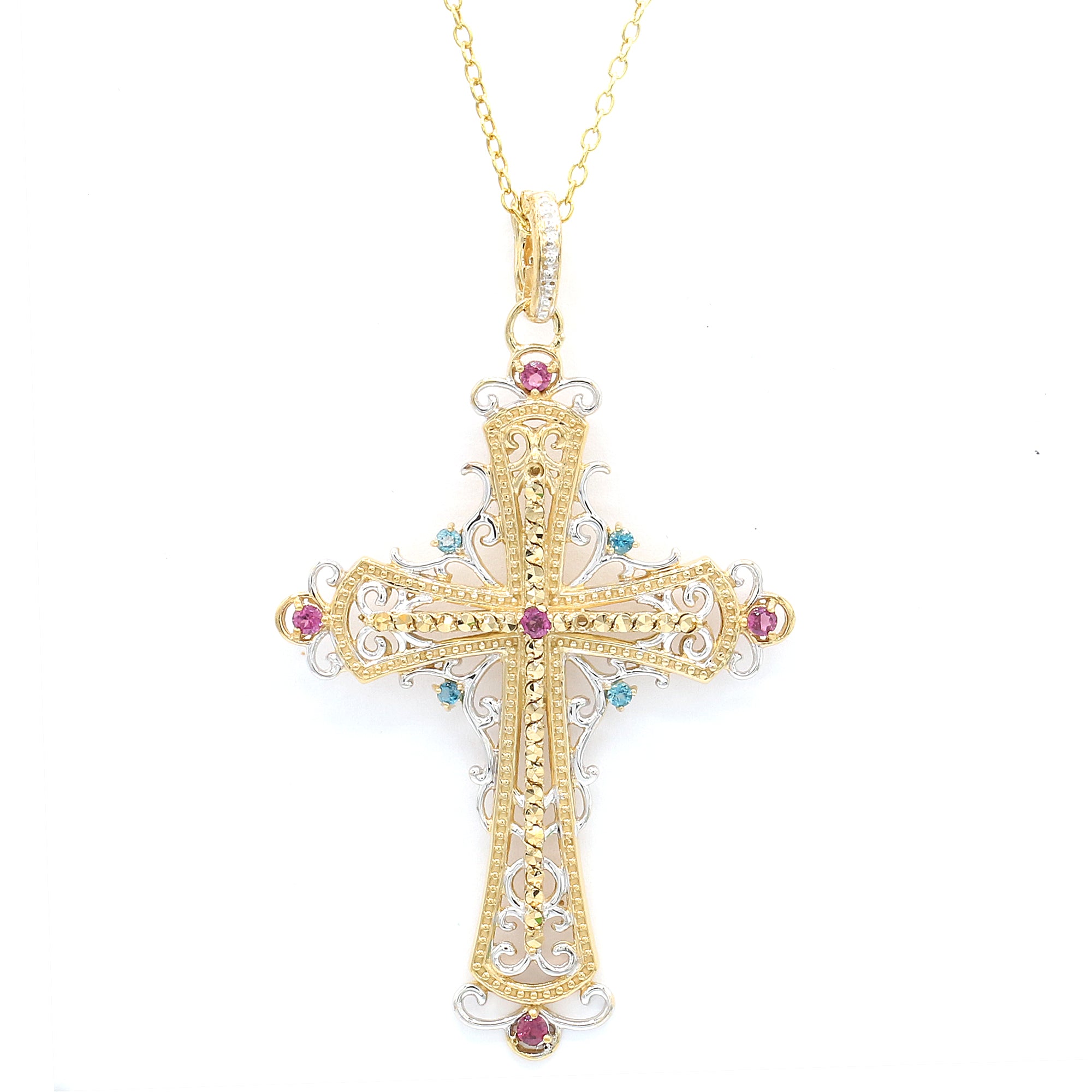 Gems en Vogue Choice of Gemstones Cross Pendant