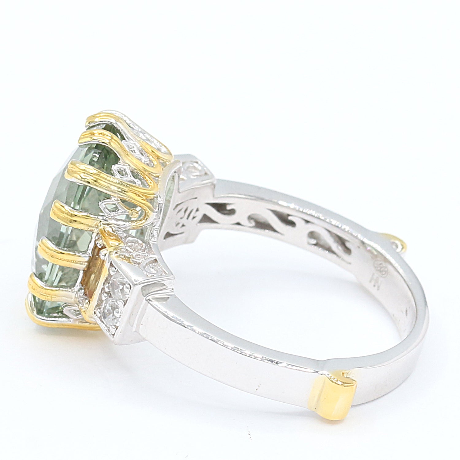 Gems en Vogue 7.06ctw Prasiolite, Citrine & White Zircon Ring