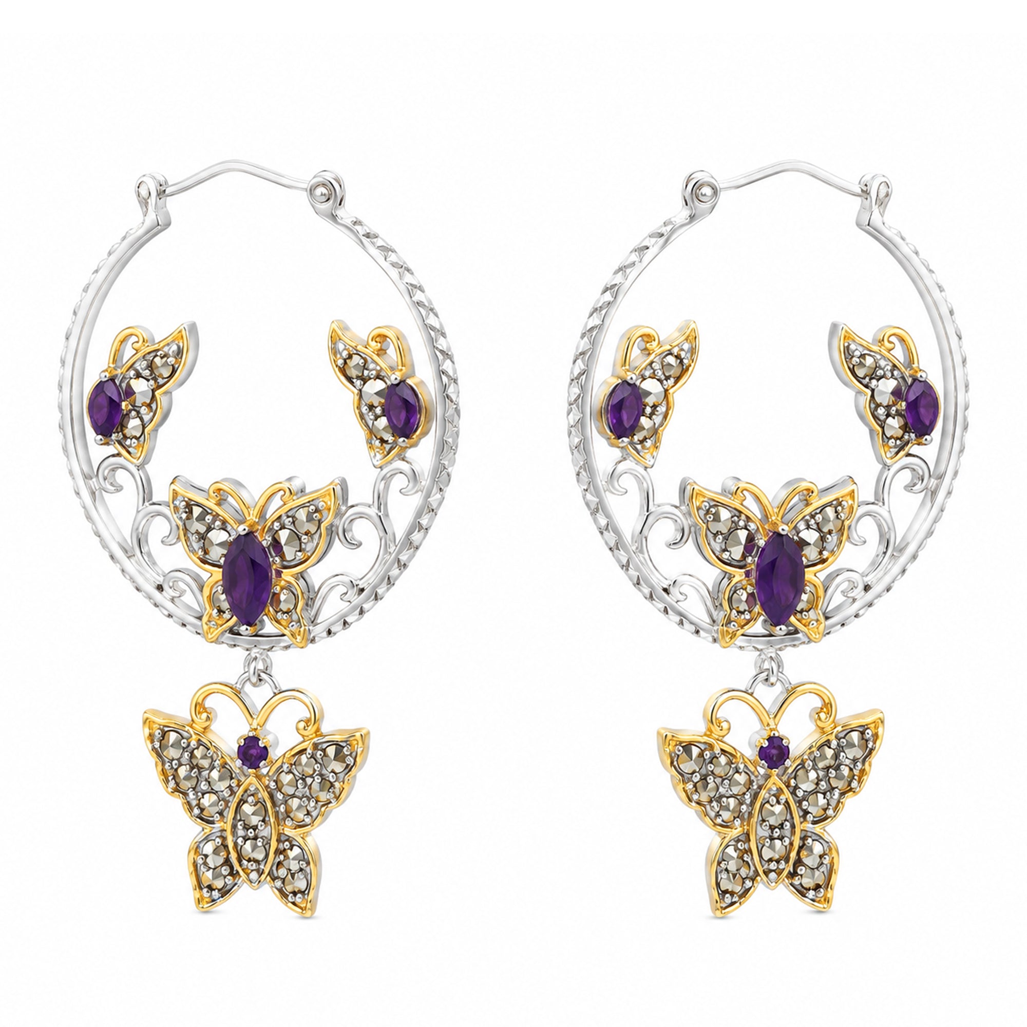 Boucles d'oreilles pendantes en améthyste africaine de 2,65 carats Gems en Vogue