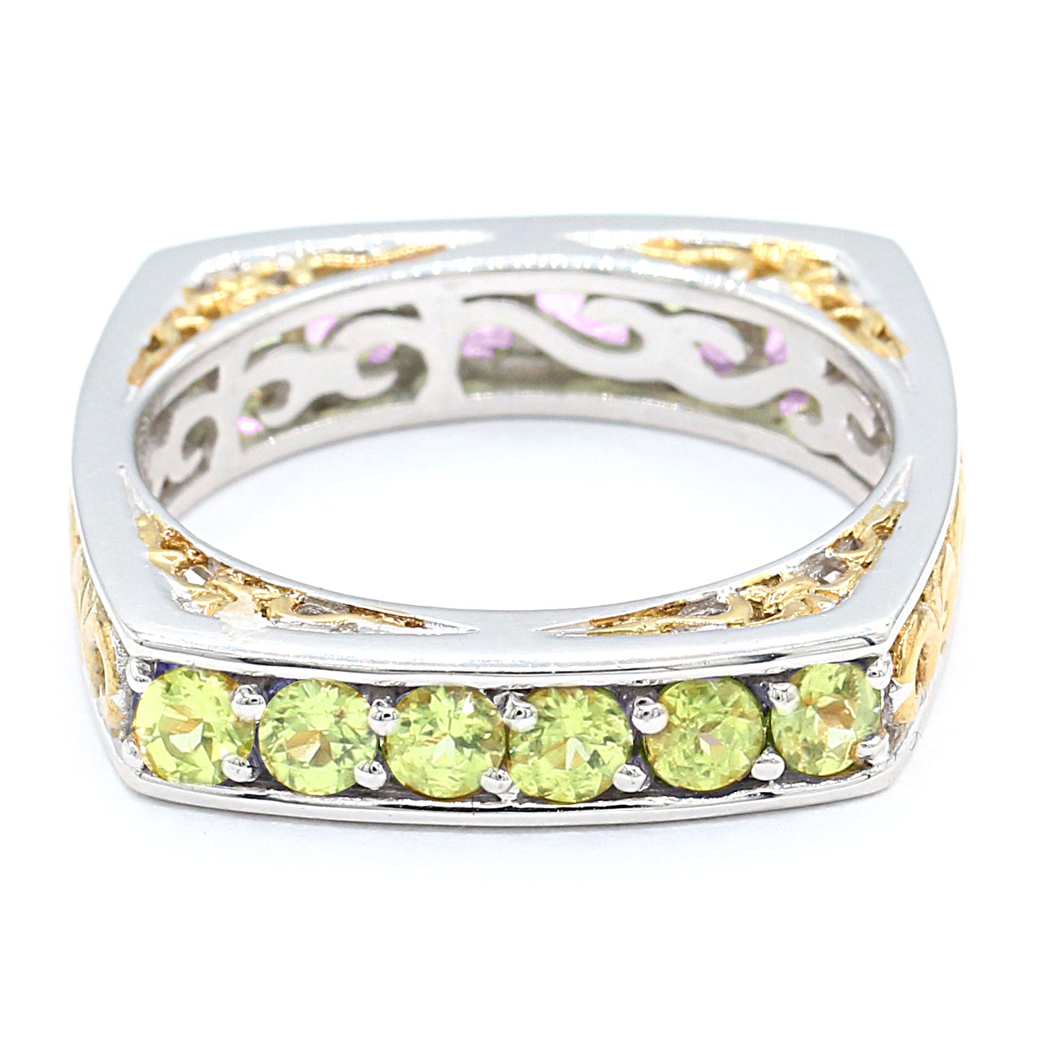 Gems en Vogue 1.68ctw African Amethyst & Peridot Reversible Band Ring CANNOT BE RESIZED