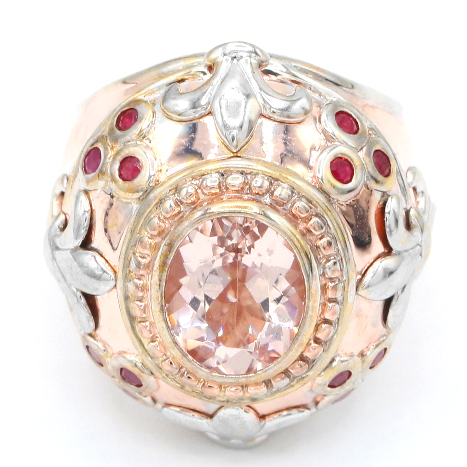 Gems en Vogue 2.85ctw Morganite & Ruby Ring