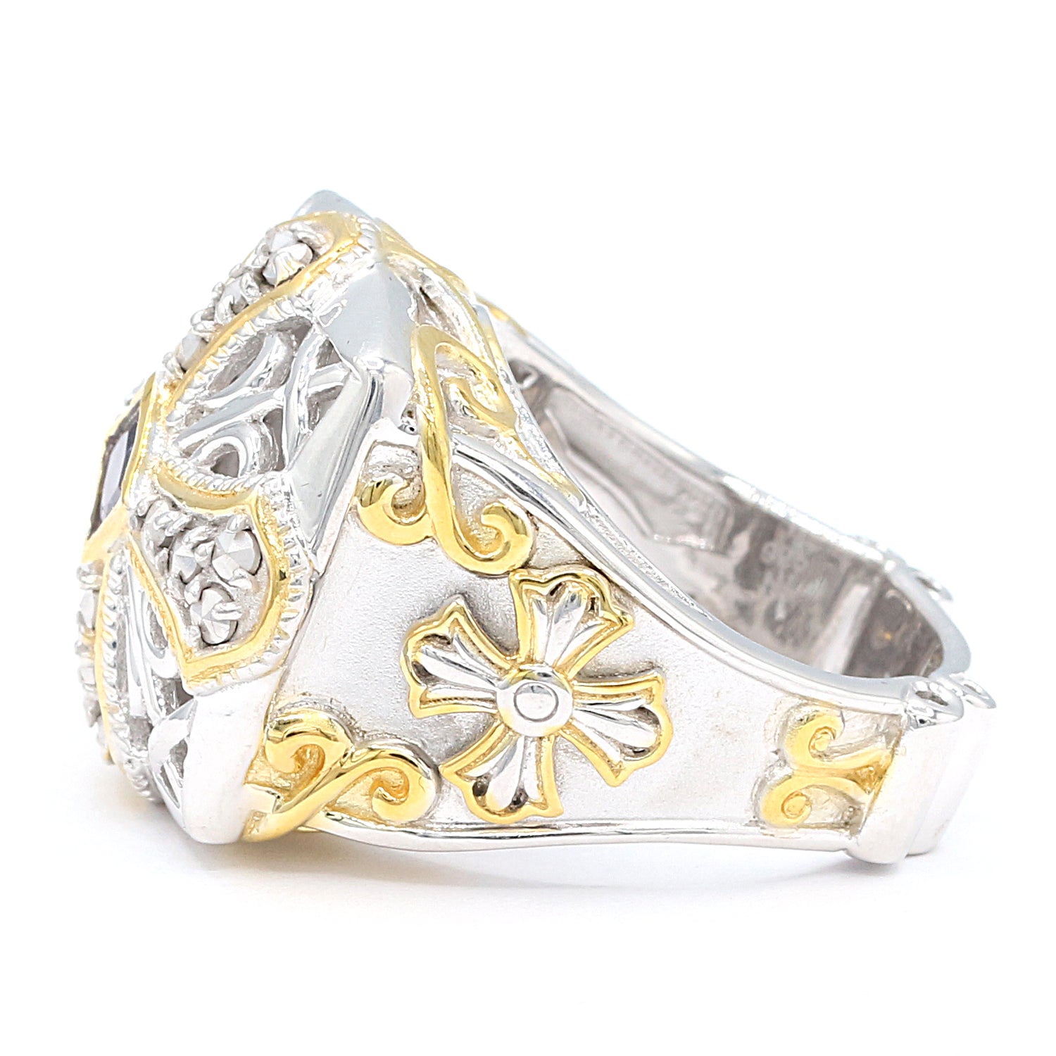 Gems en Vogue Choice of Rhodolite Garnet or Iolite & Marcasite Ring