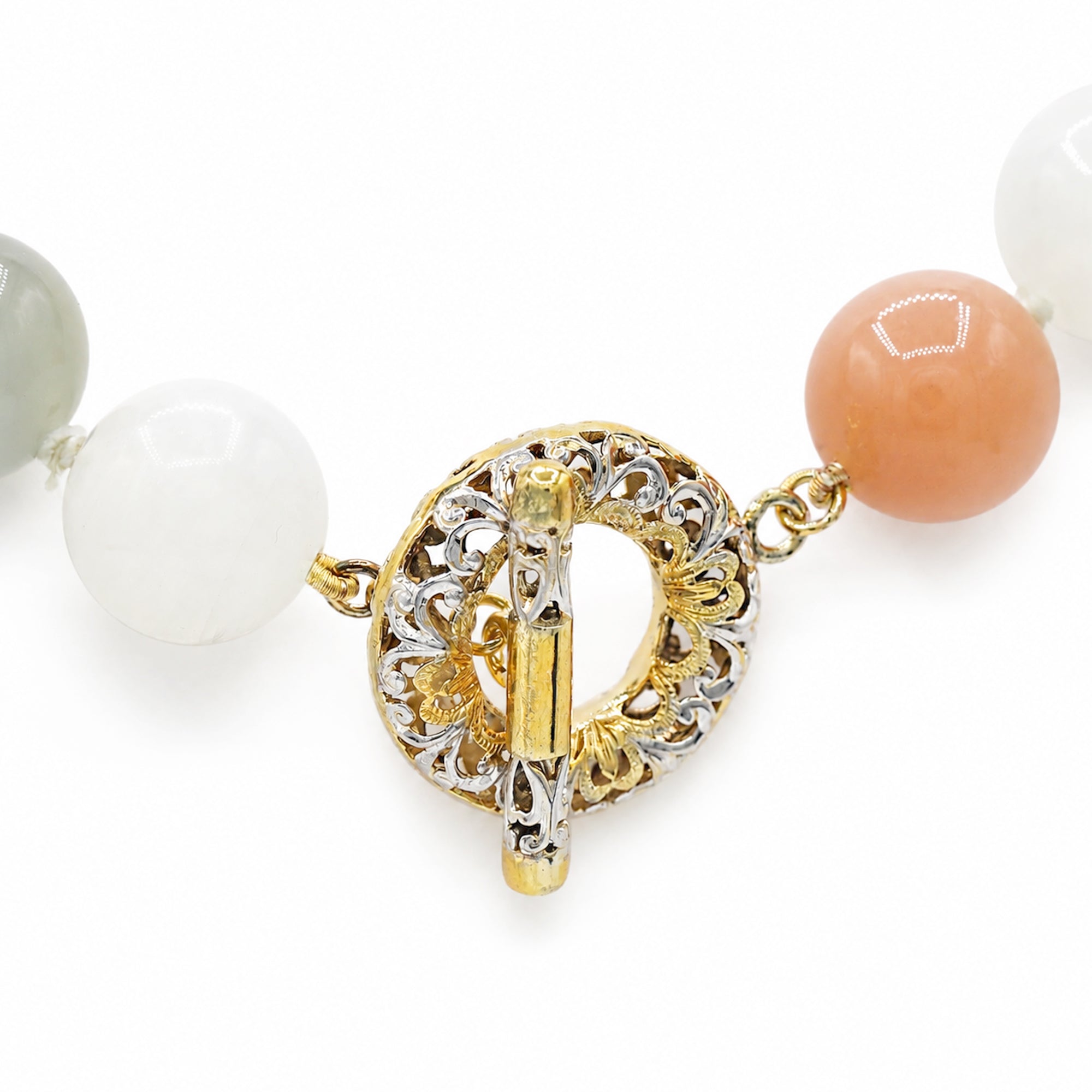 Gems en Vogue 24K Palladium Silver Multi Color Moonstone Bead Toggle Necklace