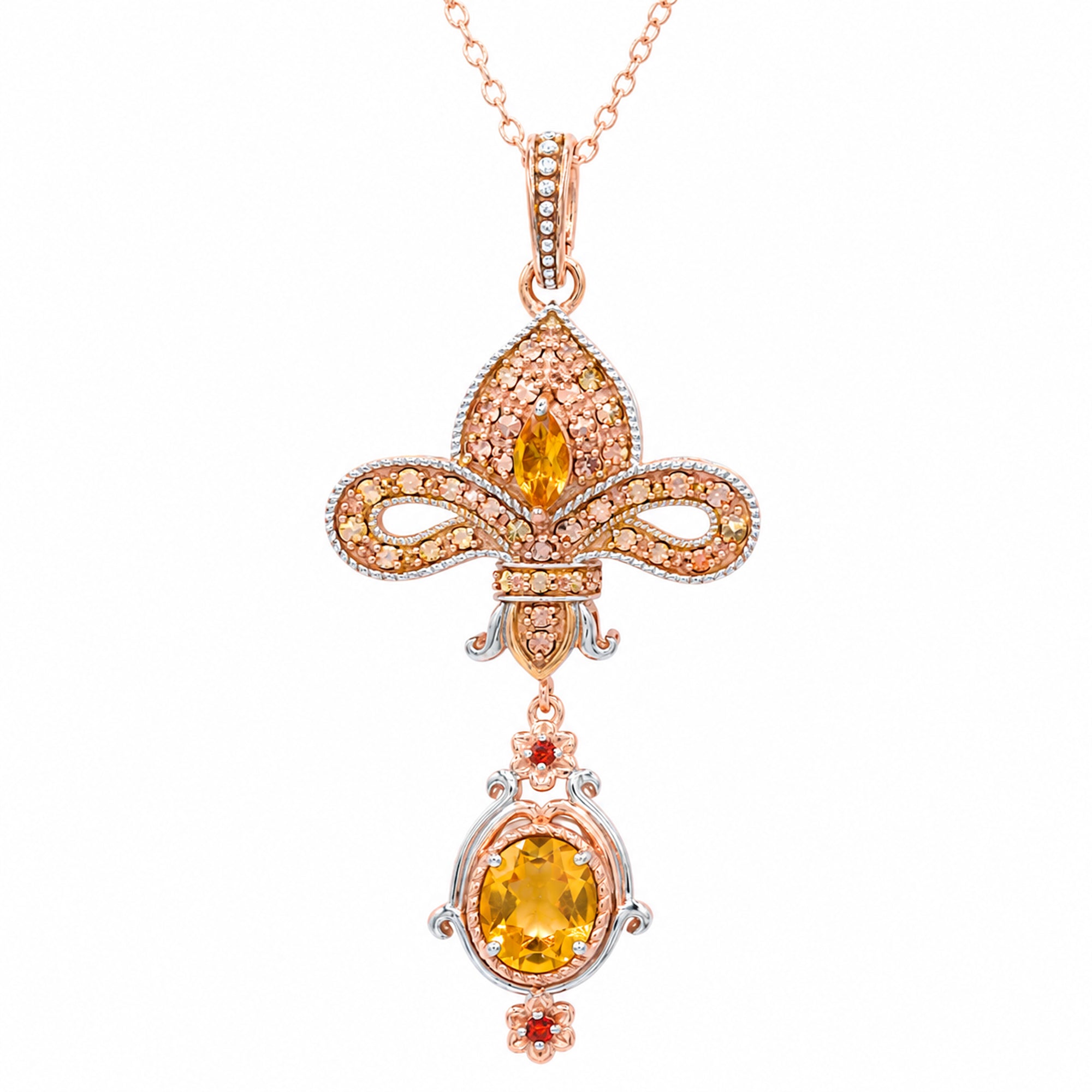 Gems en Vogue Pendentif Honker 27.99ctw à Quartz Fumé et Saphir Orange