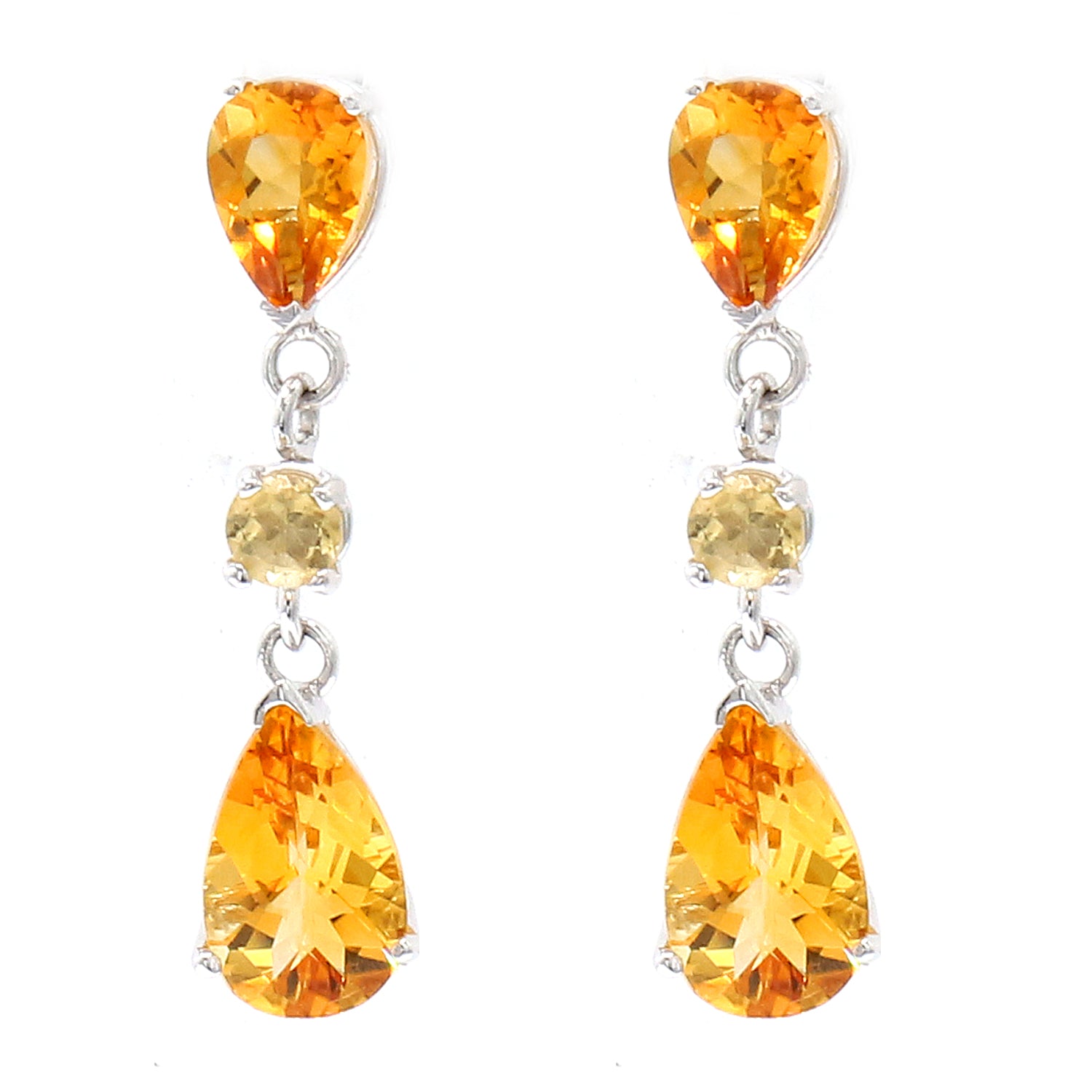 Golden Jewel 14K White Gold 2.30ctw Citrine Drop Earrings