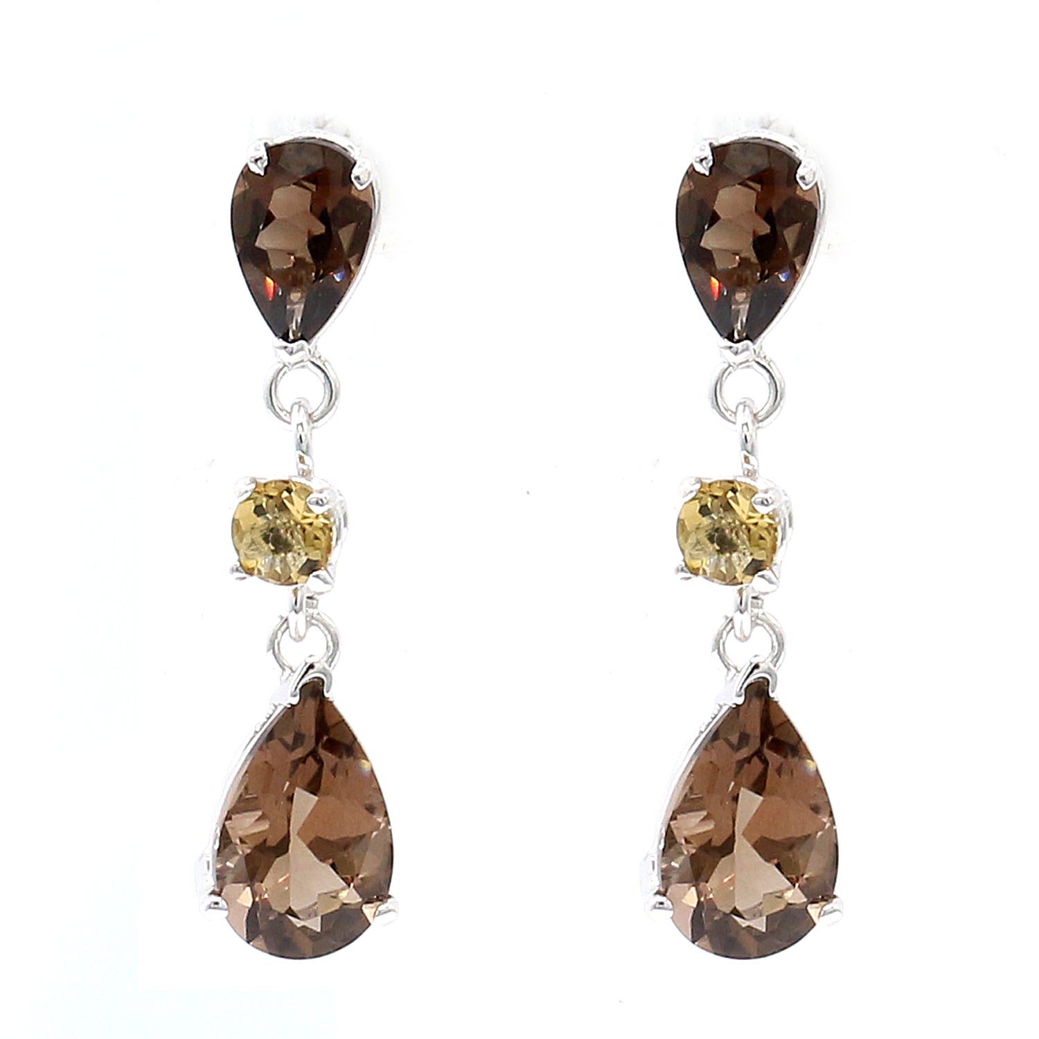 Golden Jewel 14K White Gold 2.30ctw Smoky Quartz Drop Earrings