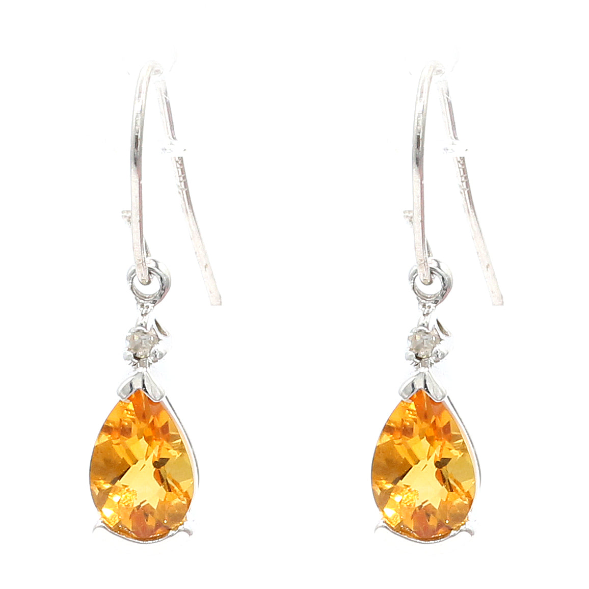 Golden Jewel 14K White Gold 0.84ctw Citrine & Diamond Drop Earrings