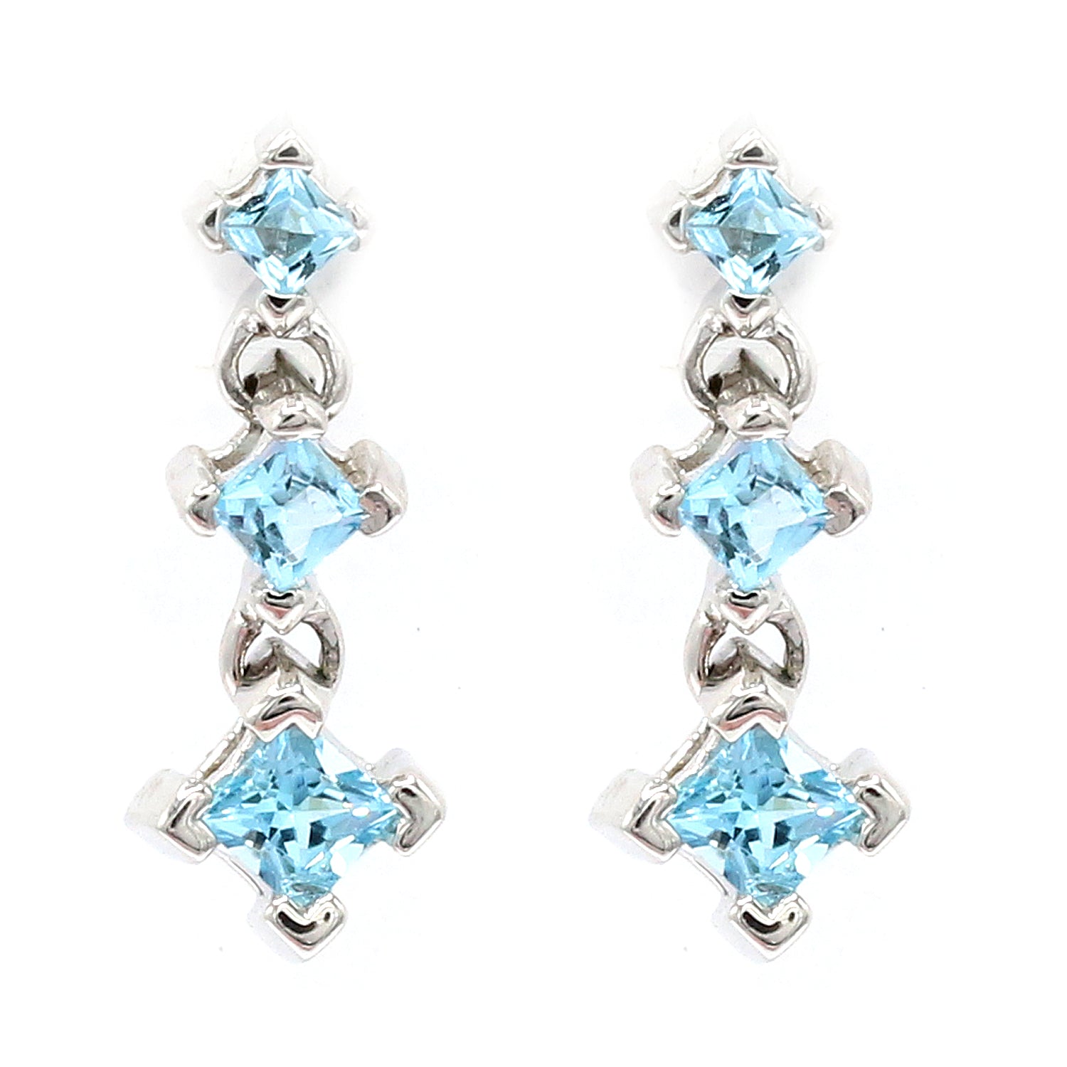 Golden Jewel 14K White Gold 0.84ctw Blue Topaz Drop Earrings