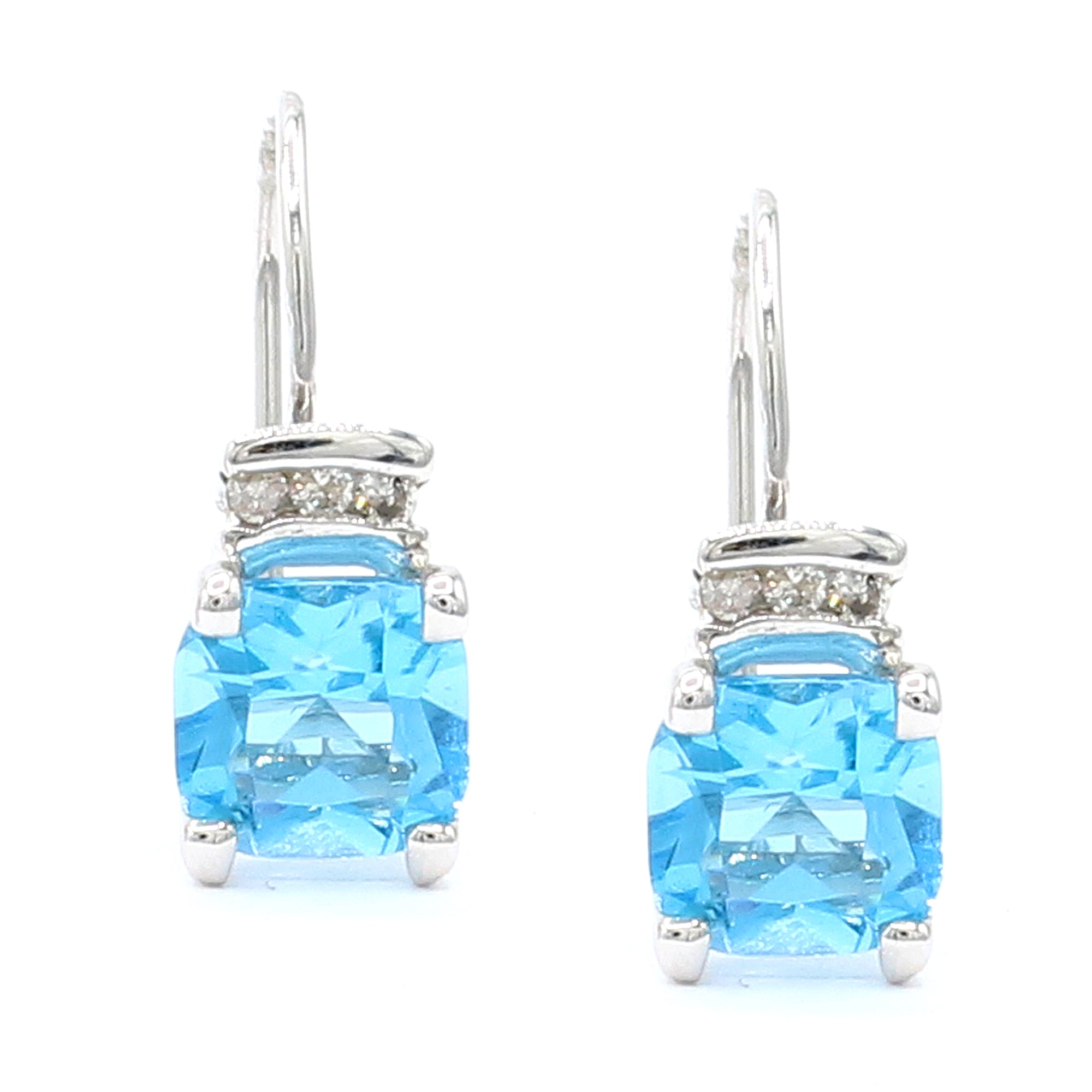 Golden Jewel 14K White Gold 2.56ctw Blue Topaz & Diamond Earrings
