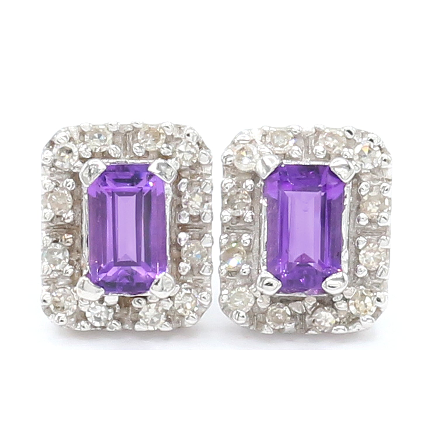 Golden Jewel 14K White Gold 0.71ctw Choice of Gemstone & Diamond Stud Earrings