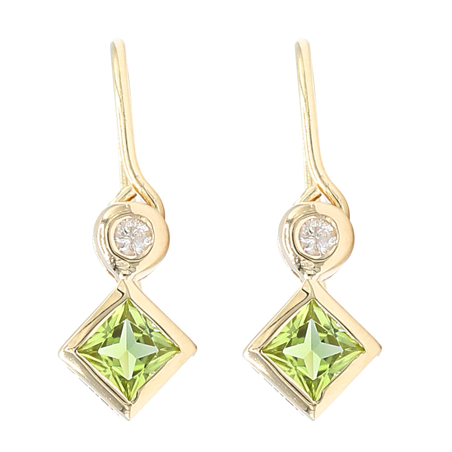 Golden Jewel 14K White Gold 0.34ctw Peridot & Diamond Drop Earrings