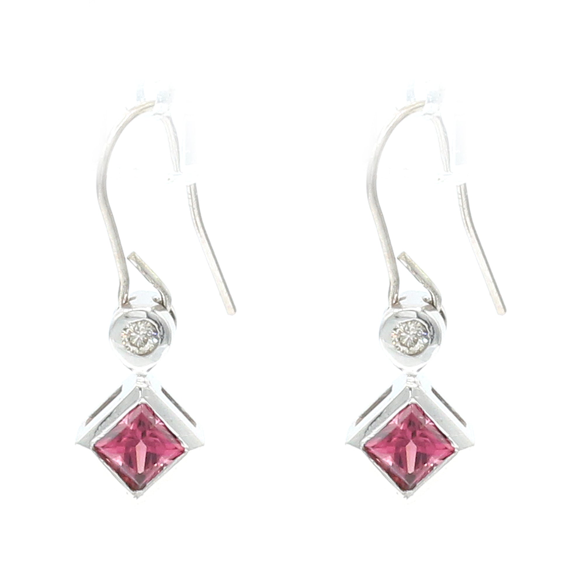 Golden Jewel 14K White Gold 0.48ctw Pink Tourmaline & Diamond Drop Earrings