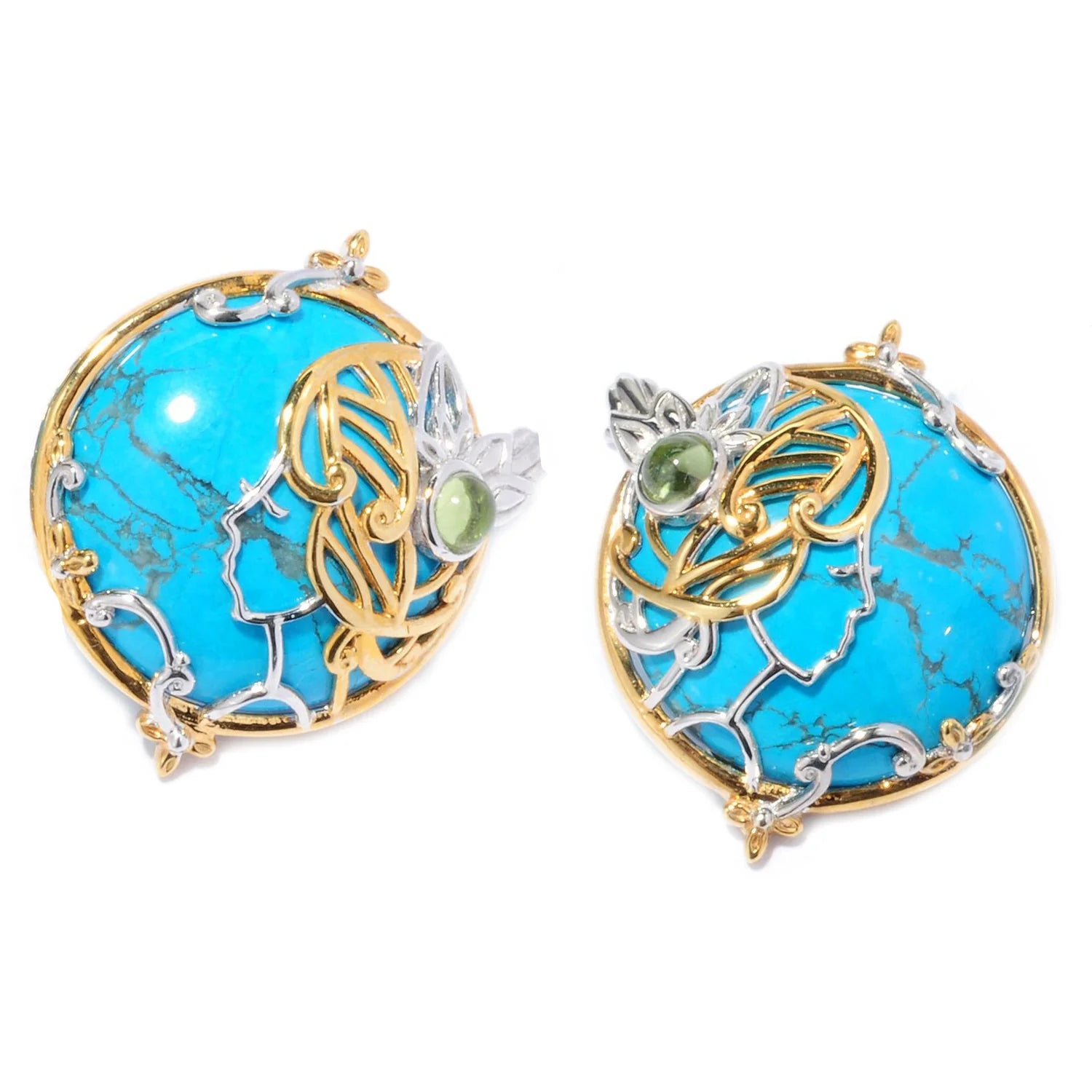 Gems en Vogue Round Multi Gemstone Portrait Overlay Stud Earrings