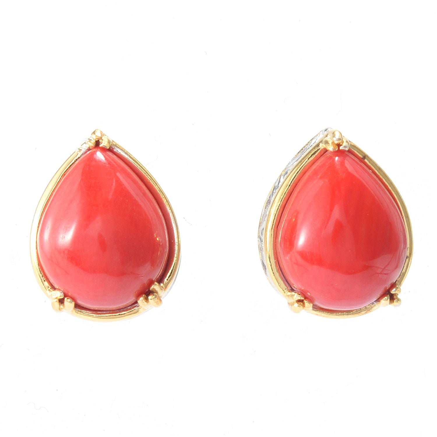 Gems en Vogue Choice of Shape Red Coral Stud Earrings
