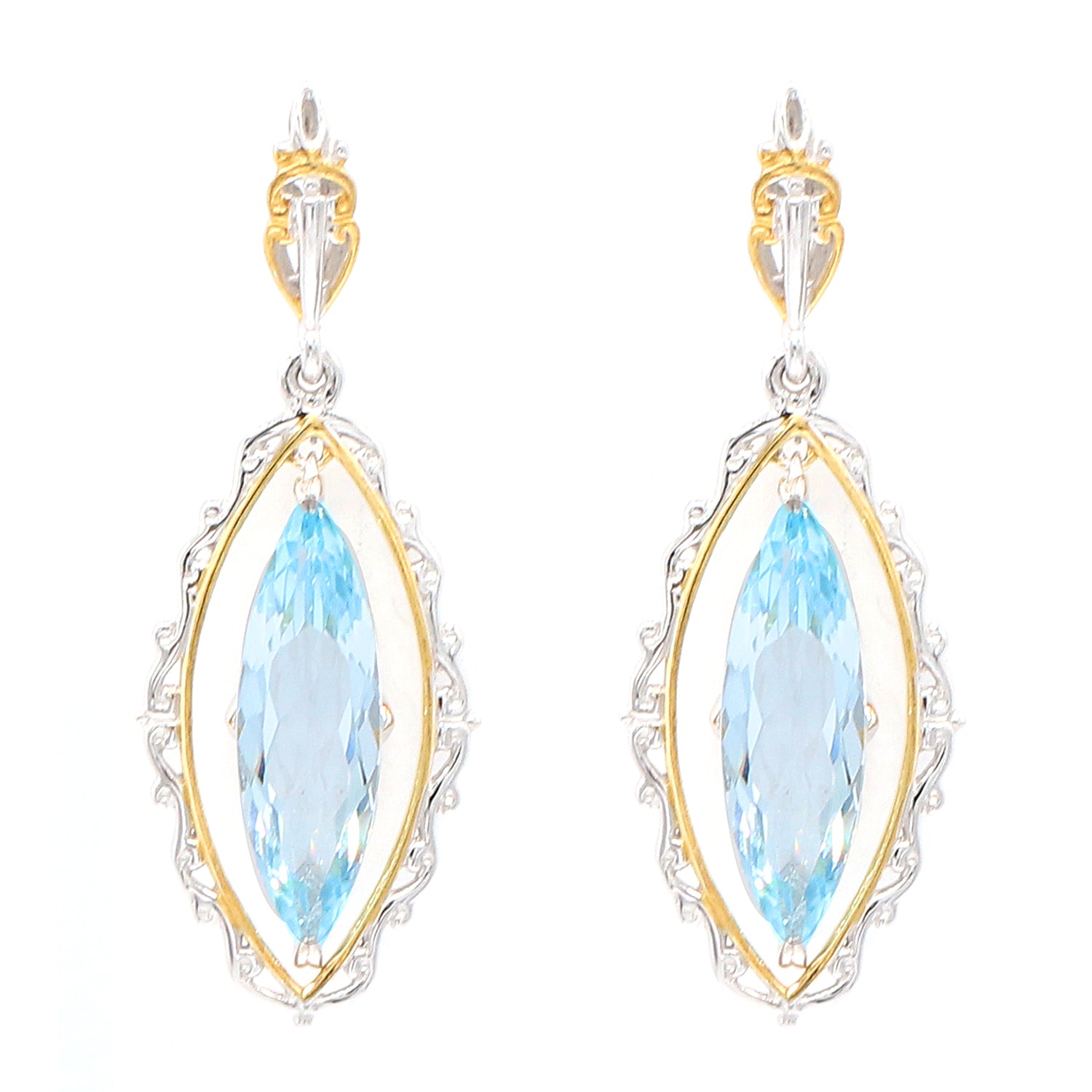 Gems en Vogue 5.64ctw Marquise Blue Topaz Drop Earrings