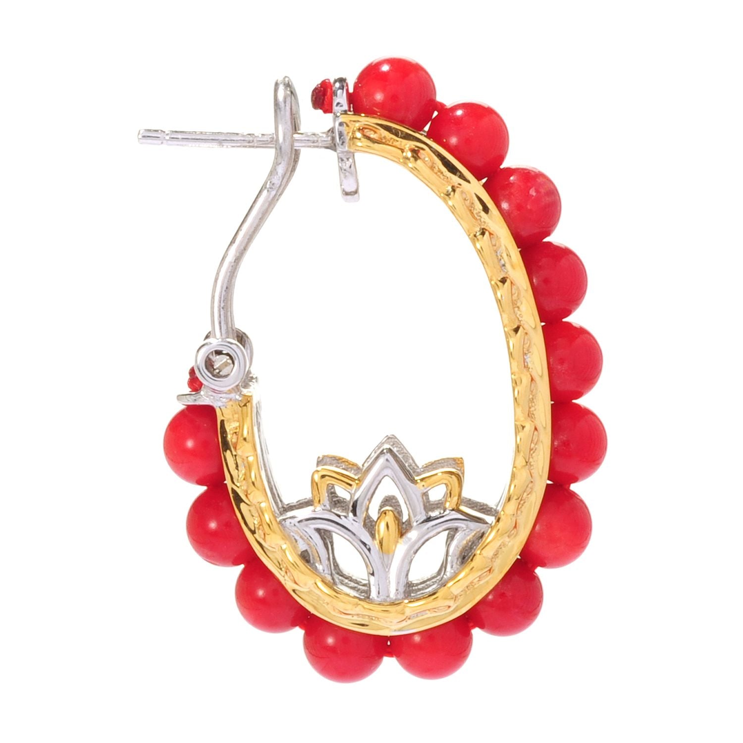 Gems en Vogue Choice of Salmon or White Coral Hoop Earrings