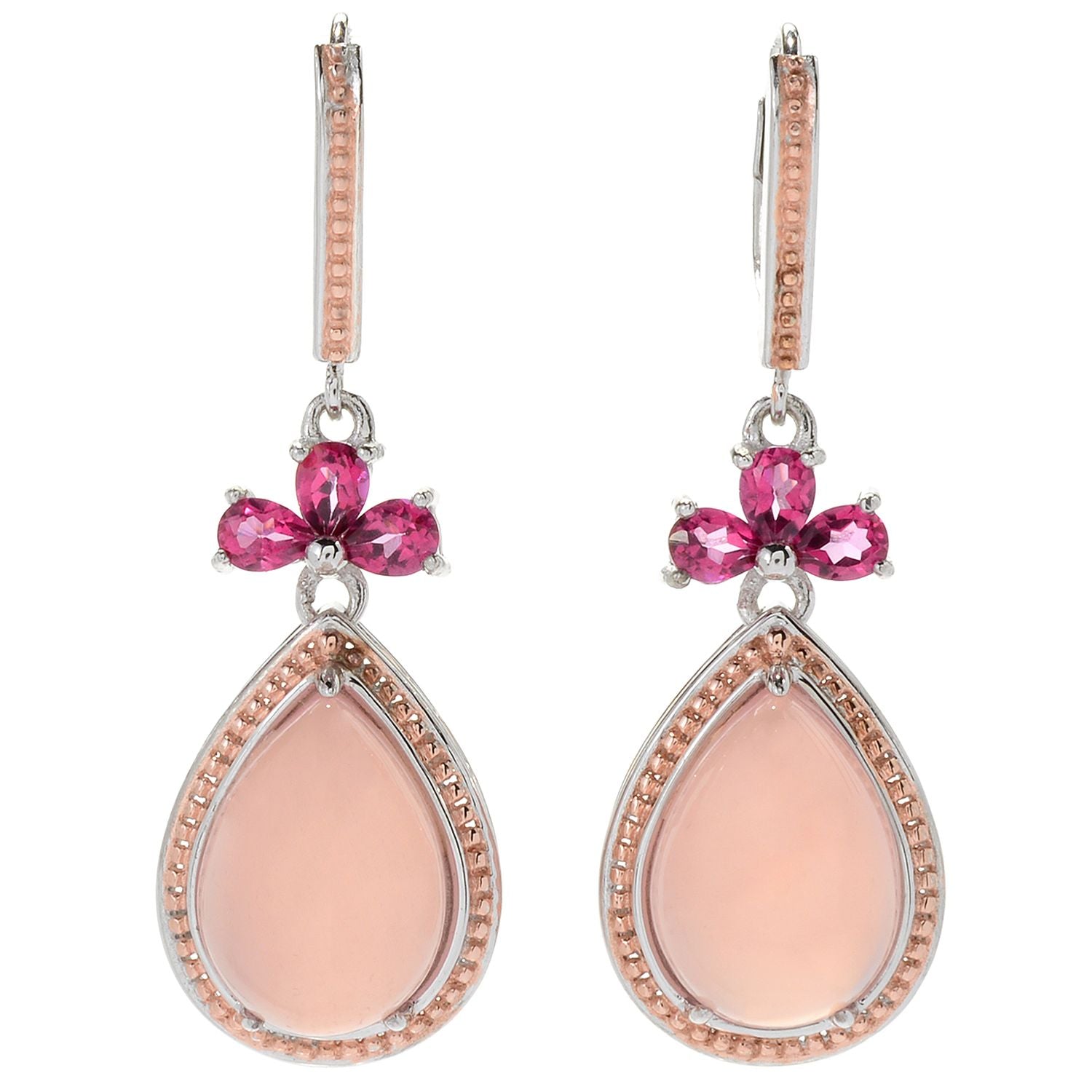 Gems en Vogue Pink Chalcedony & Pink Topaz Drop Earrings