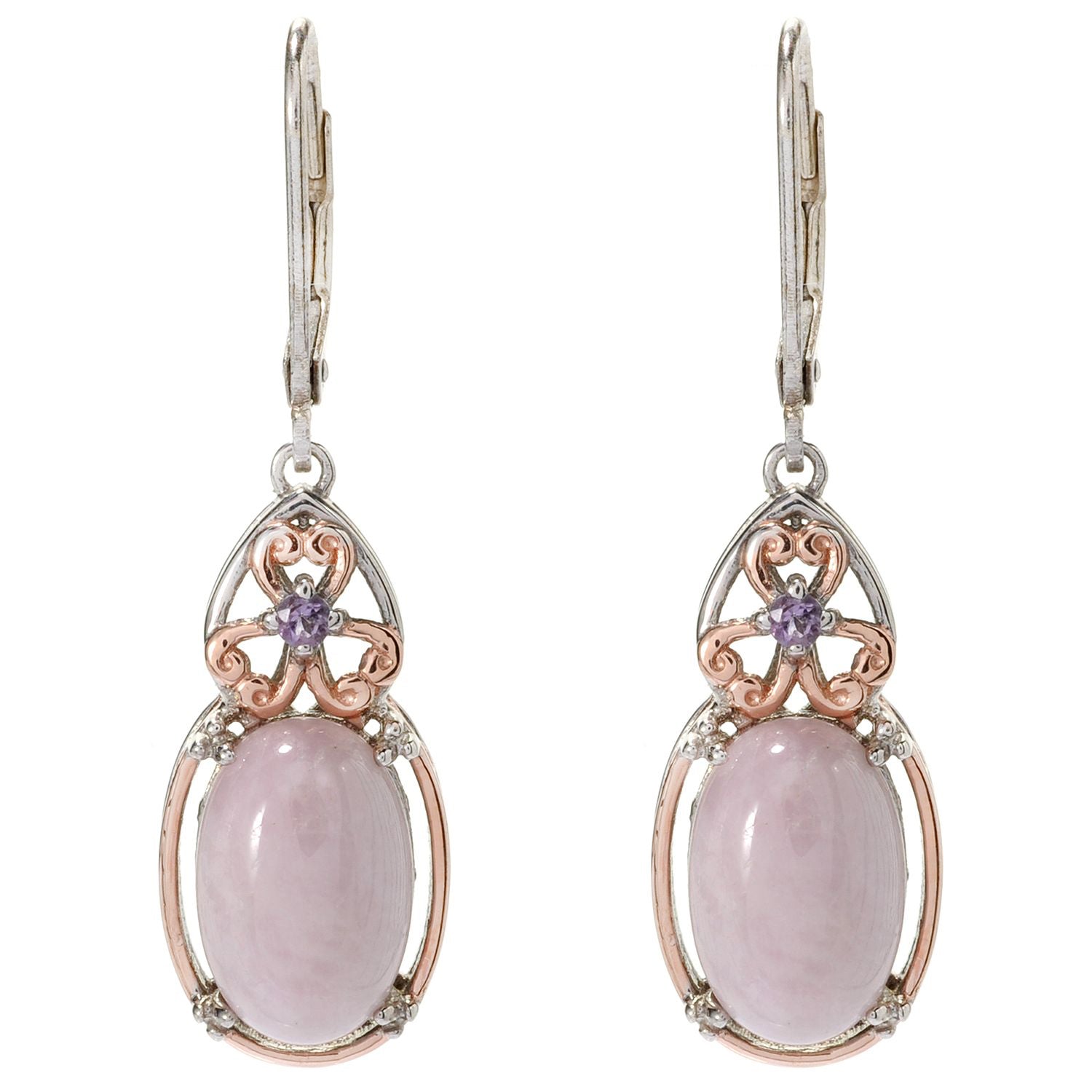 Gems en Vogue Kunzite & Amethyst Drop Earrings