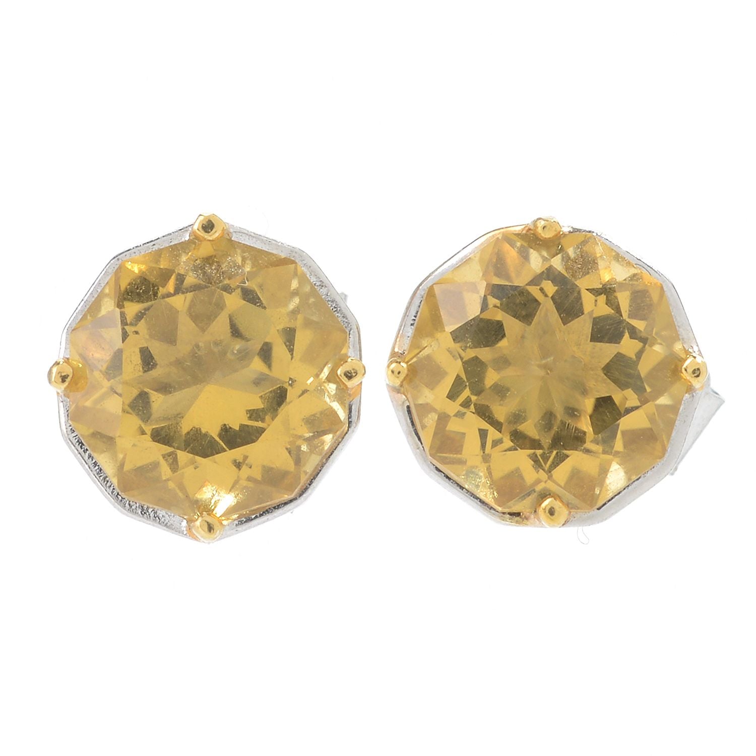 Gems en Vogue 3.52ctw Fancy Manhattan Star Cut Citrine Stud Earrings