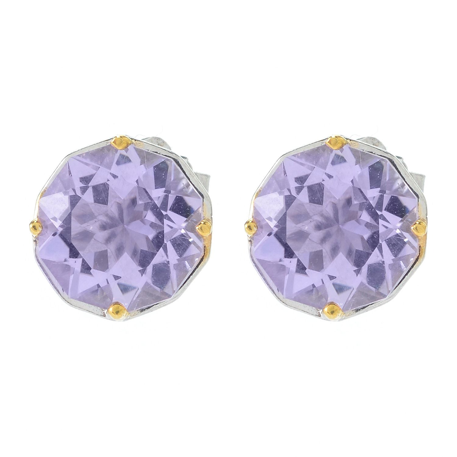Gems en Vogue 3.52ctw Fancy Manhattan Star Cut Pink Amethyst Stud Earrings