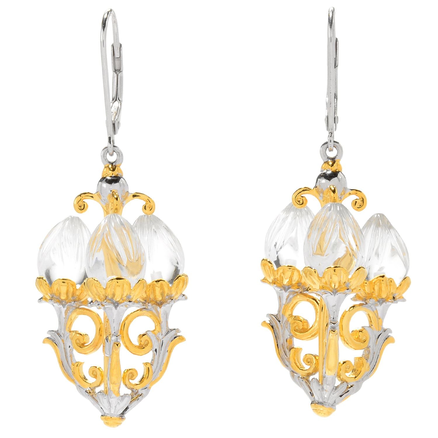 Gems en Vogue 16.80ctw Clear Quartz Chandelier Earrings