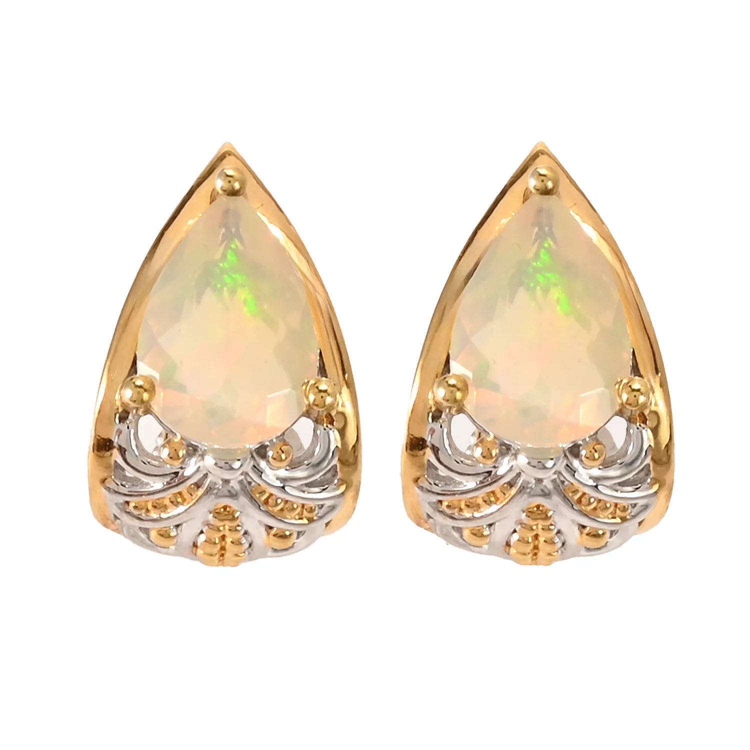 Gems en Vogue 2.50ctw White Ethiopian Opal Stud Earrings