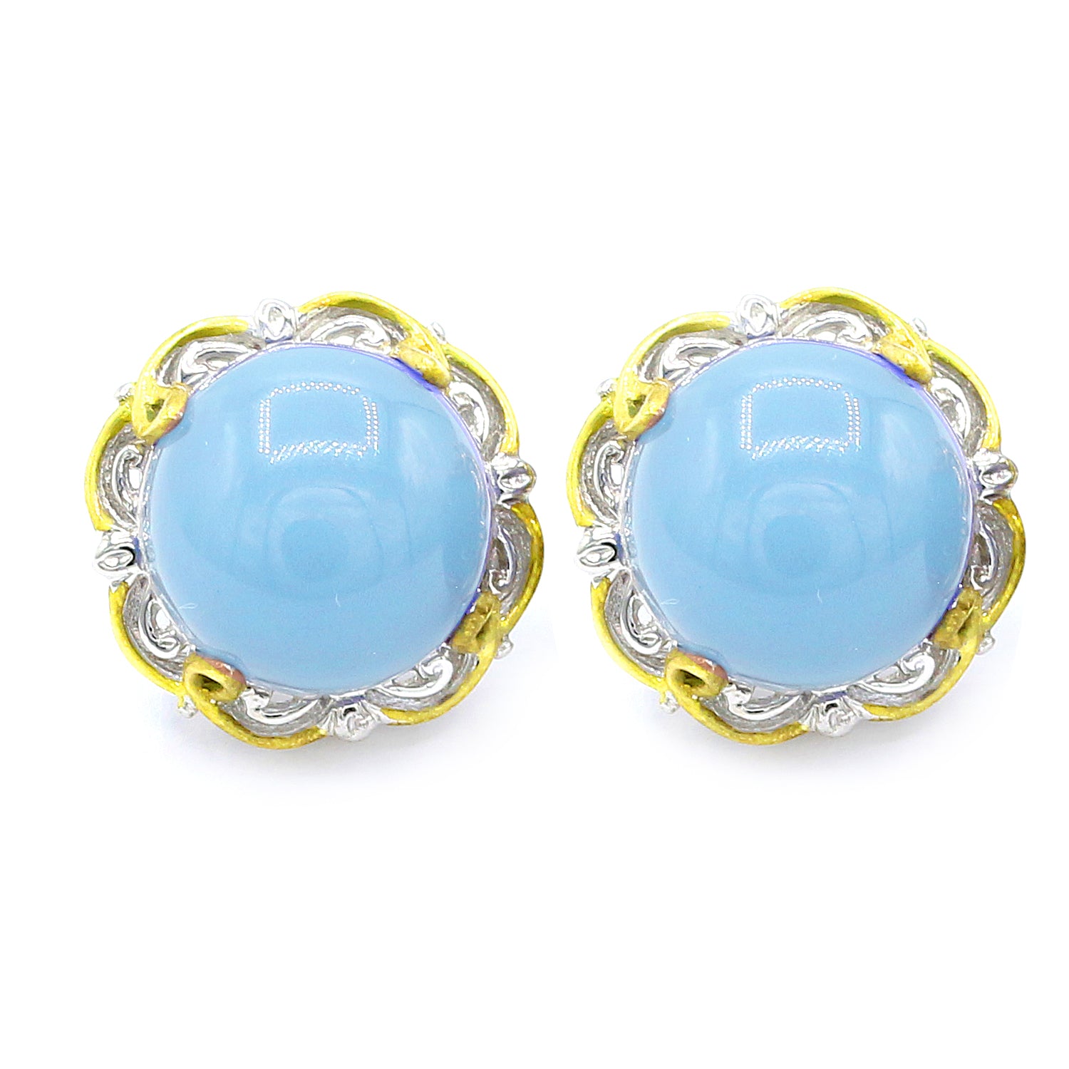 Gems en Vogue Blue Chalcedony Stud Earrings