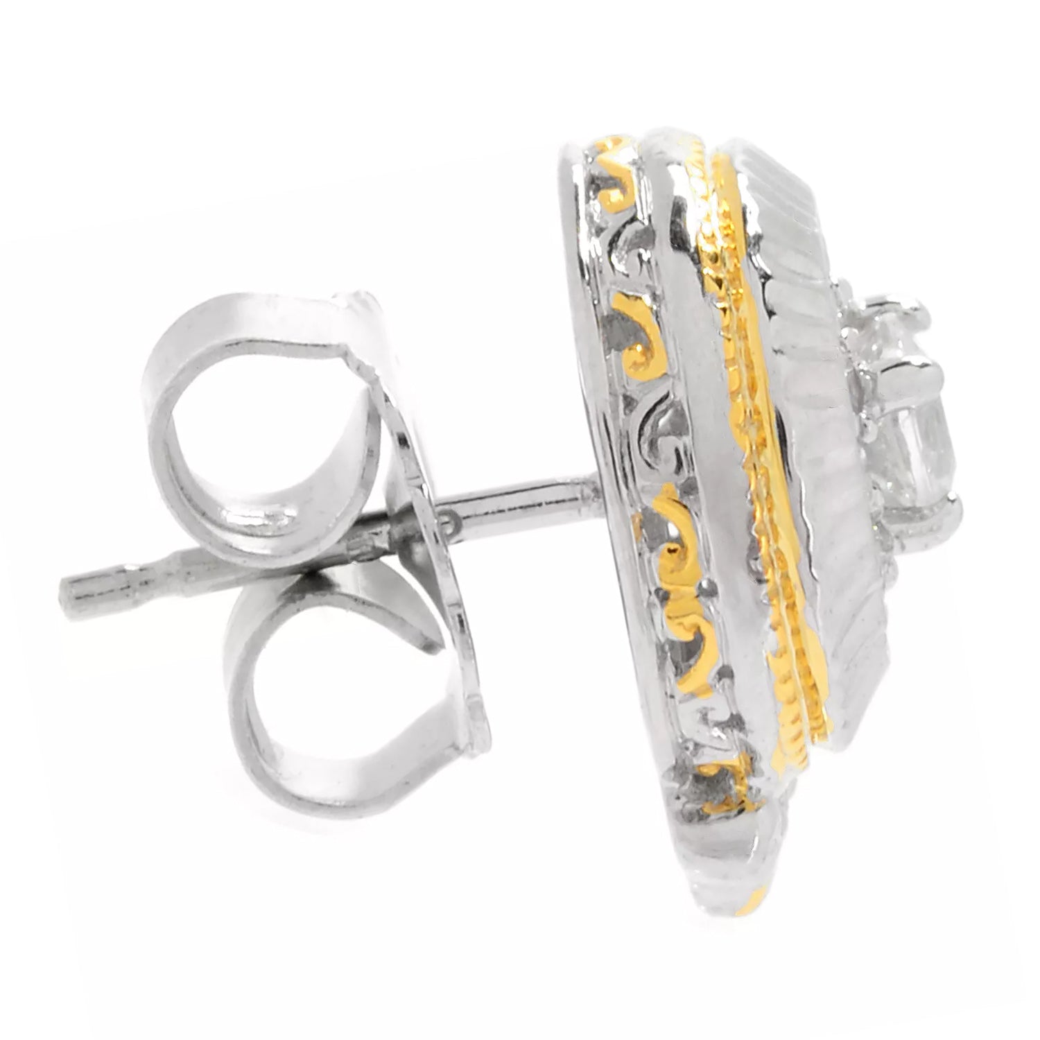 Gems en Vogue 1.24ctw White Zircon Diamond Cut Stud Earrings