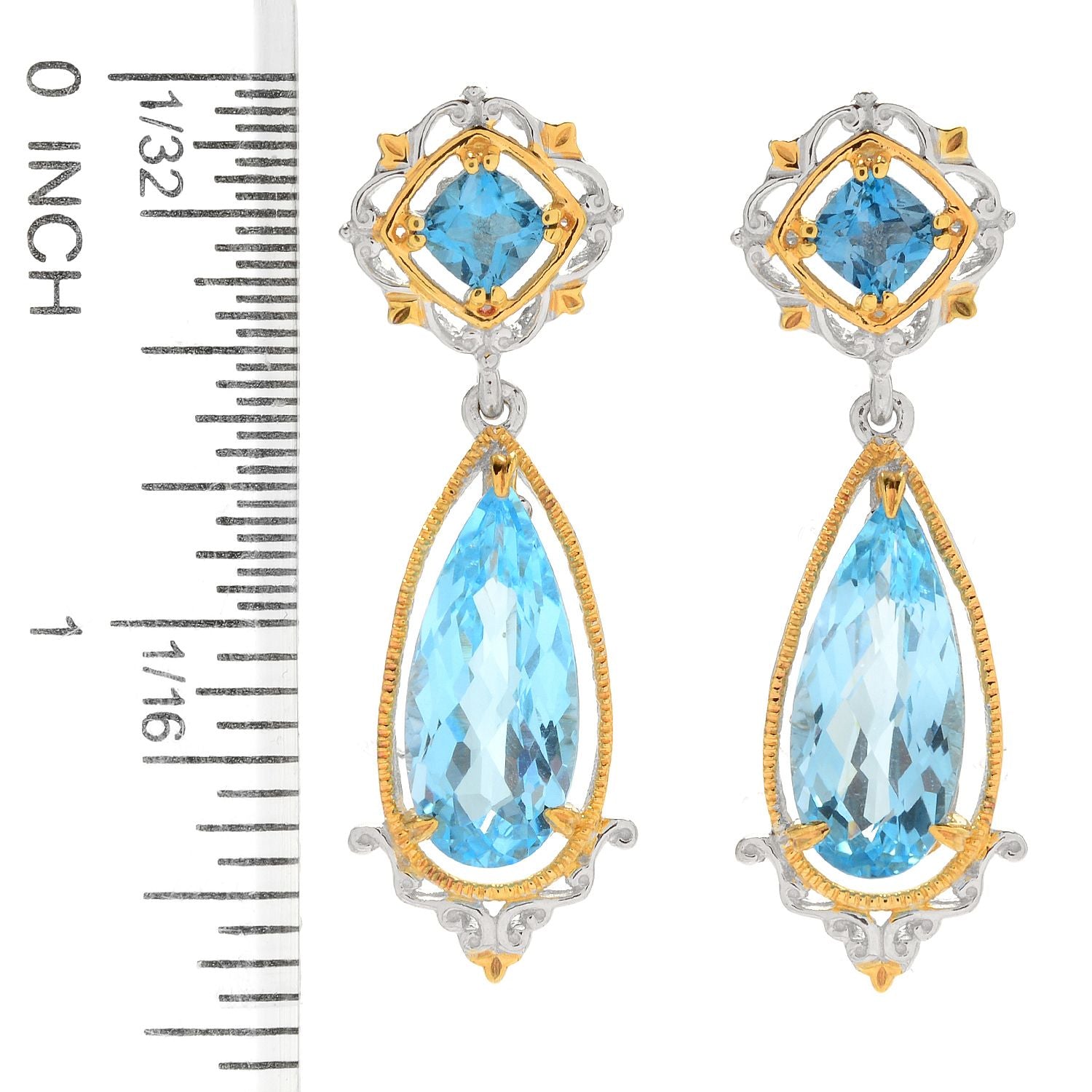 Gems en Vogue 18.00ctw Blue Topaz & London Blue Topaz Drop Earrings