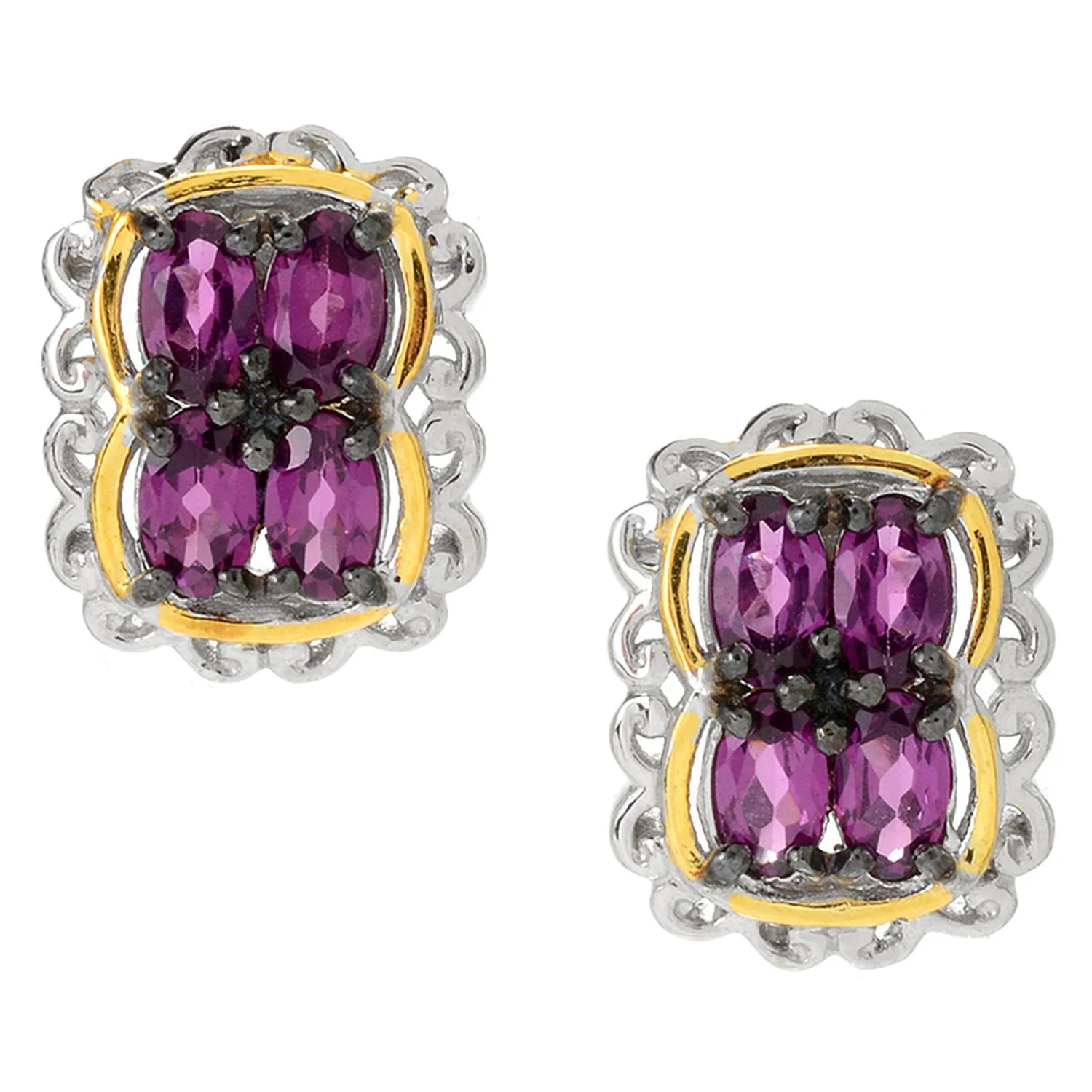 Gems en Vogue 2.40ctw Color Change Purple Garnet Stud Earrings