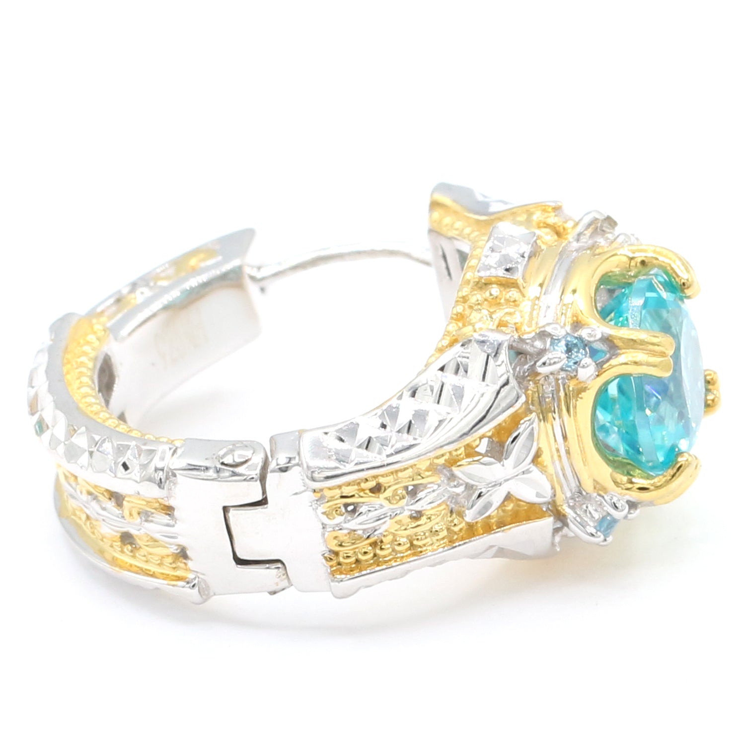 Gems en Vogue 5.20ctw Paraiba Topaz & Swiss Blue Topaz Hoop Earrings