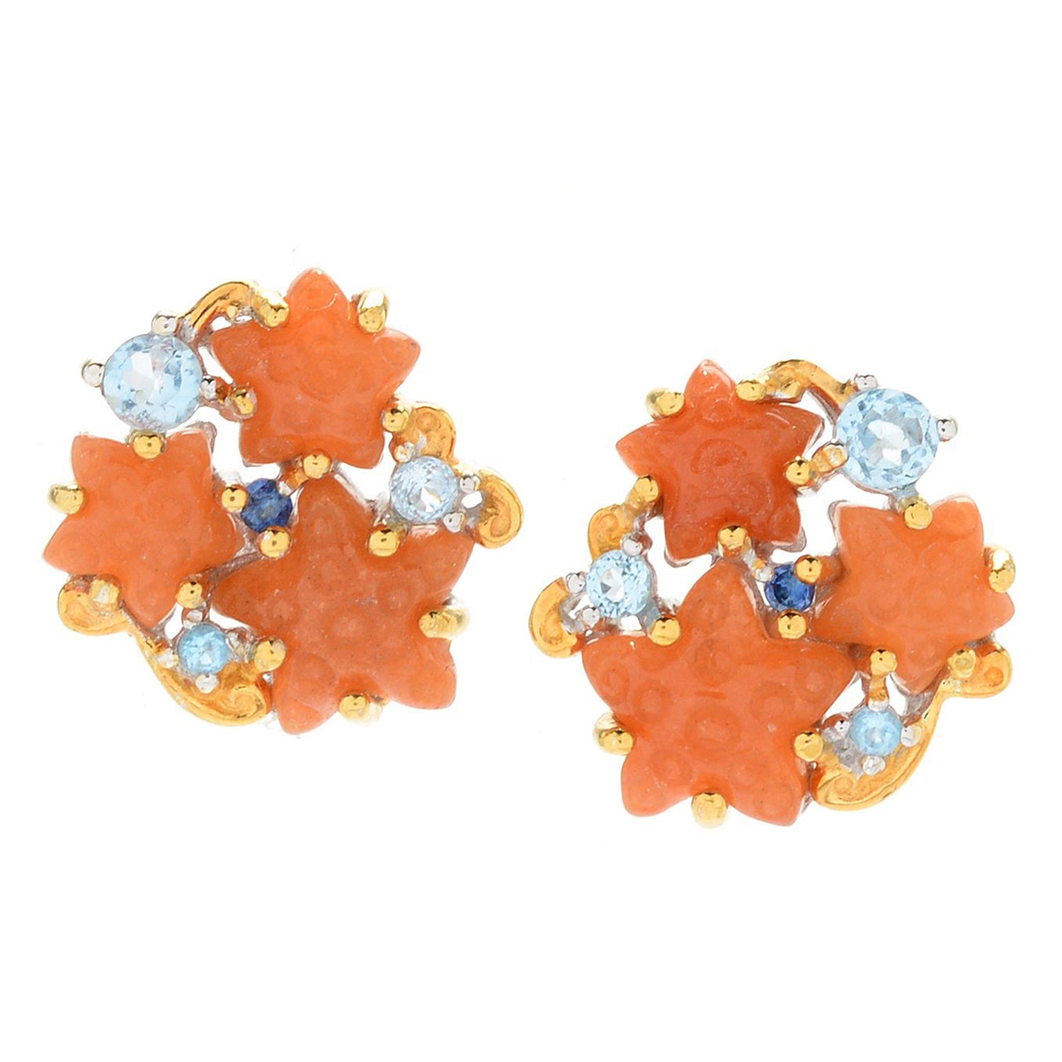 Gems en Vogue Red Aventurine & Multi Gemstones Starfish Stud Earrings