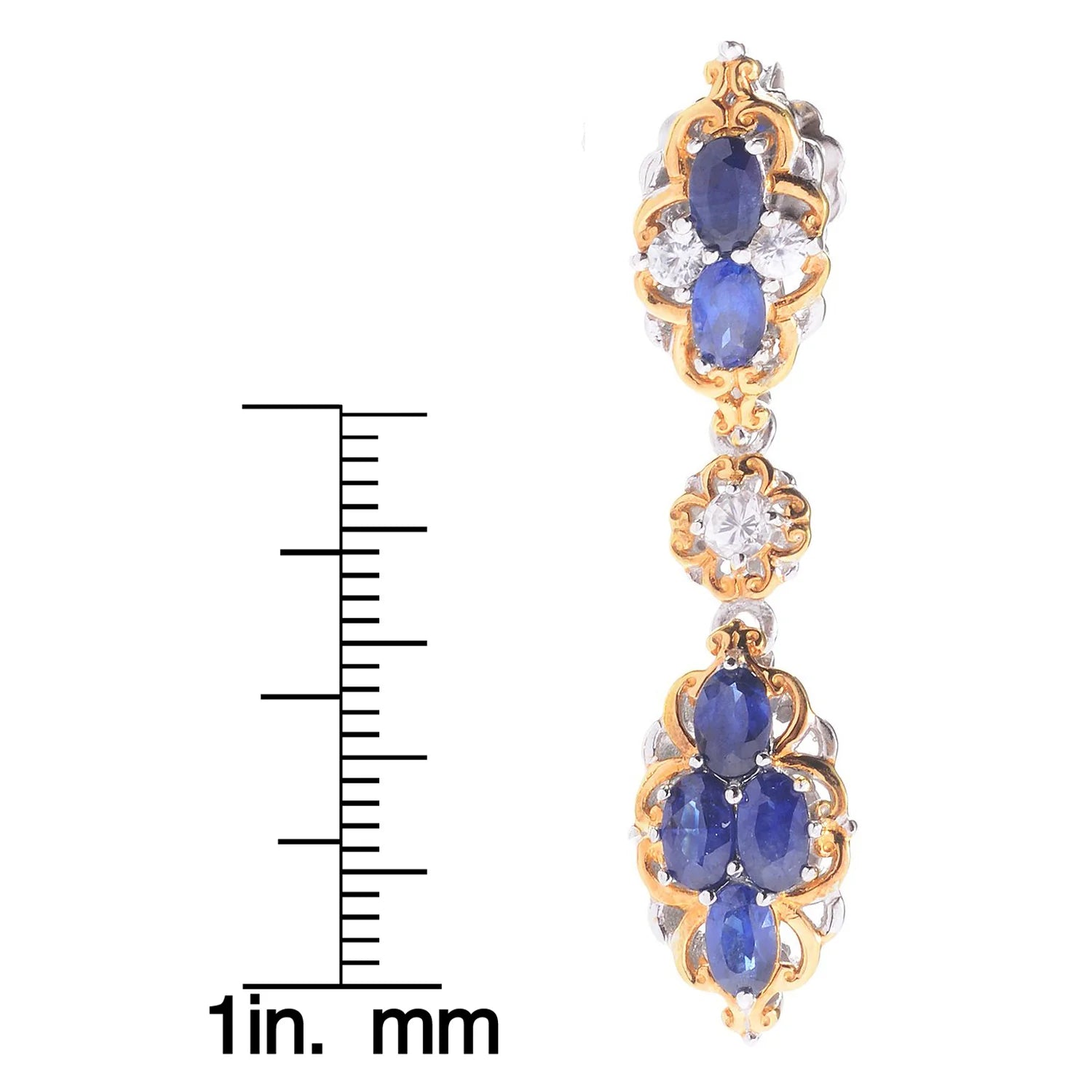 Gems en Vogue 4.37ctw Royal Blue Sapphire & White Zircon Earrings