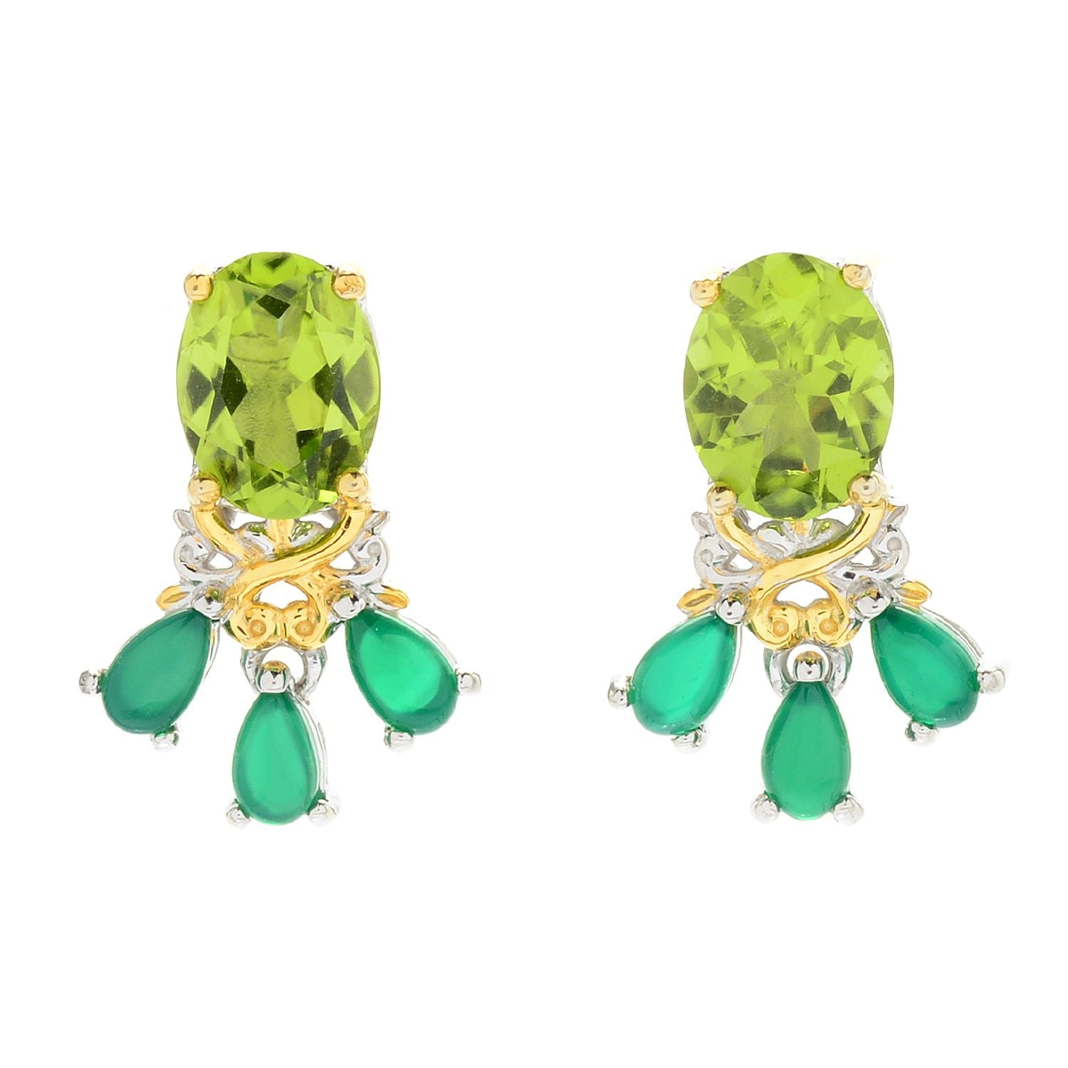 Gems en Vogue 5.30ctw Peridot & Green Chalcedony Stud Earrings