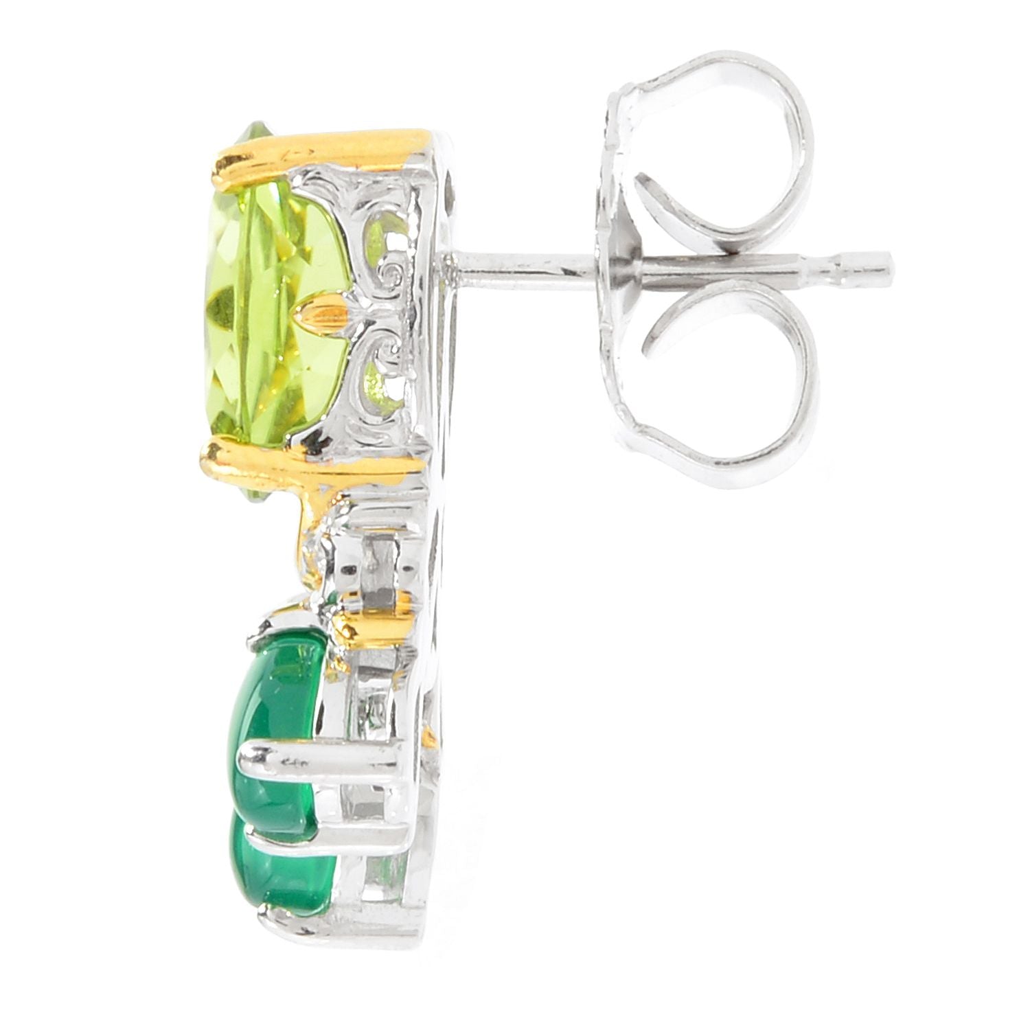Gems en Vogue 5.30ctw Peridot & Green Chalcedony Stud Earrings