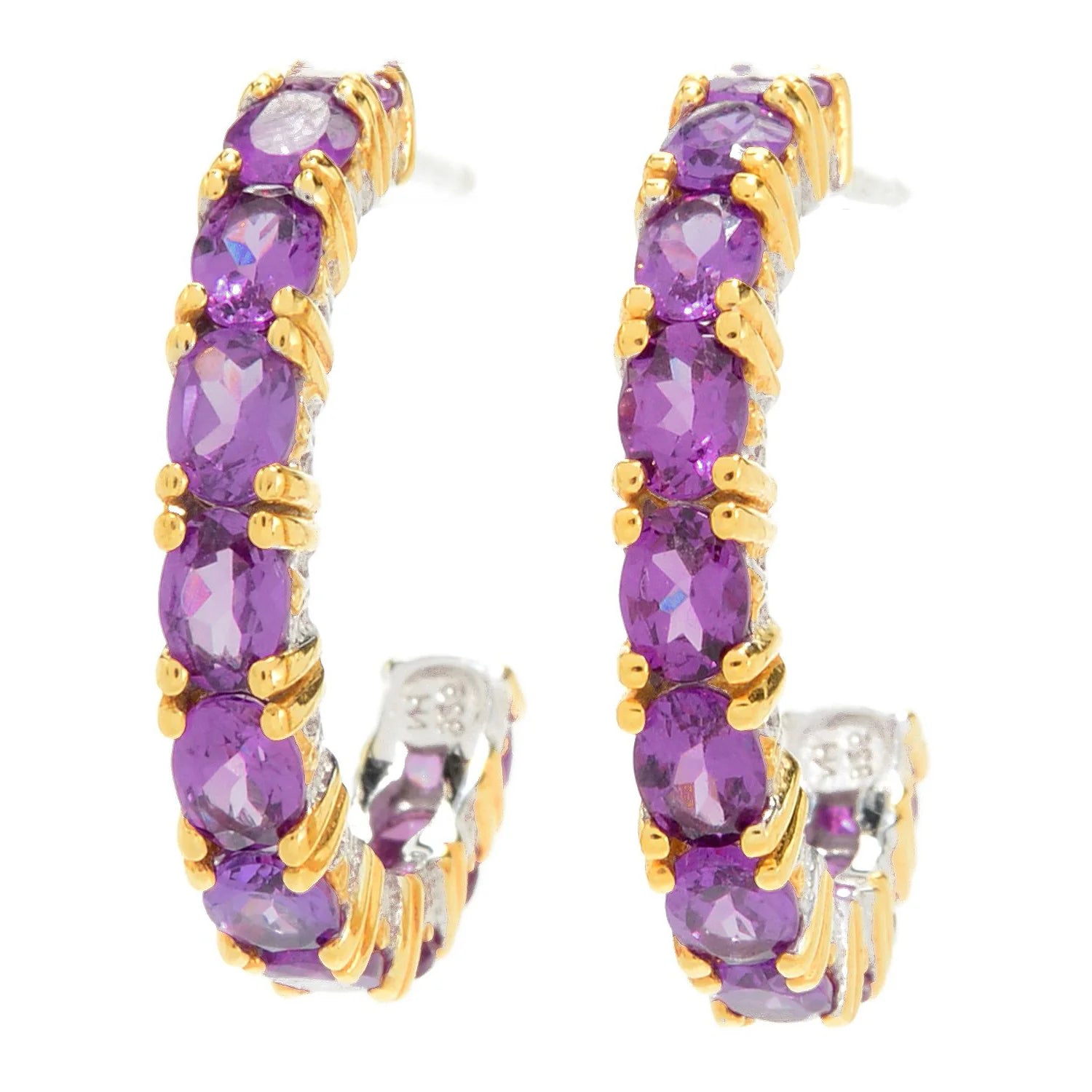 Gems en Vogue 4.40ctw Color Change Purple Garnet Hoop Earrings