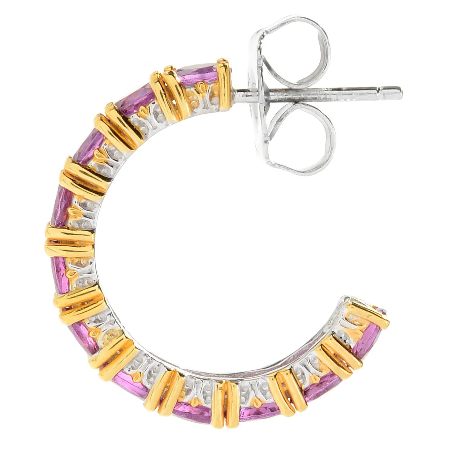 Gems en Vogue 4.40ctw Color Change Purple Garnet Hoop Earrings