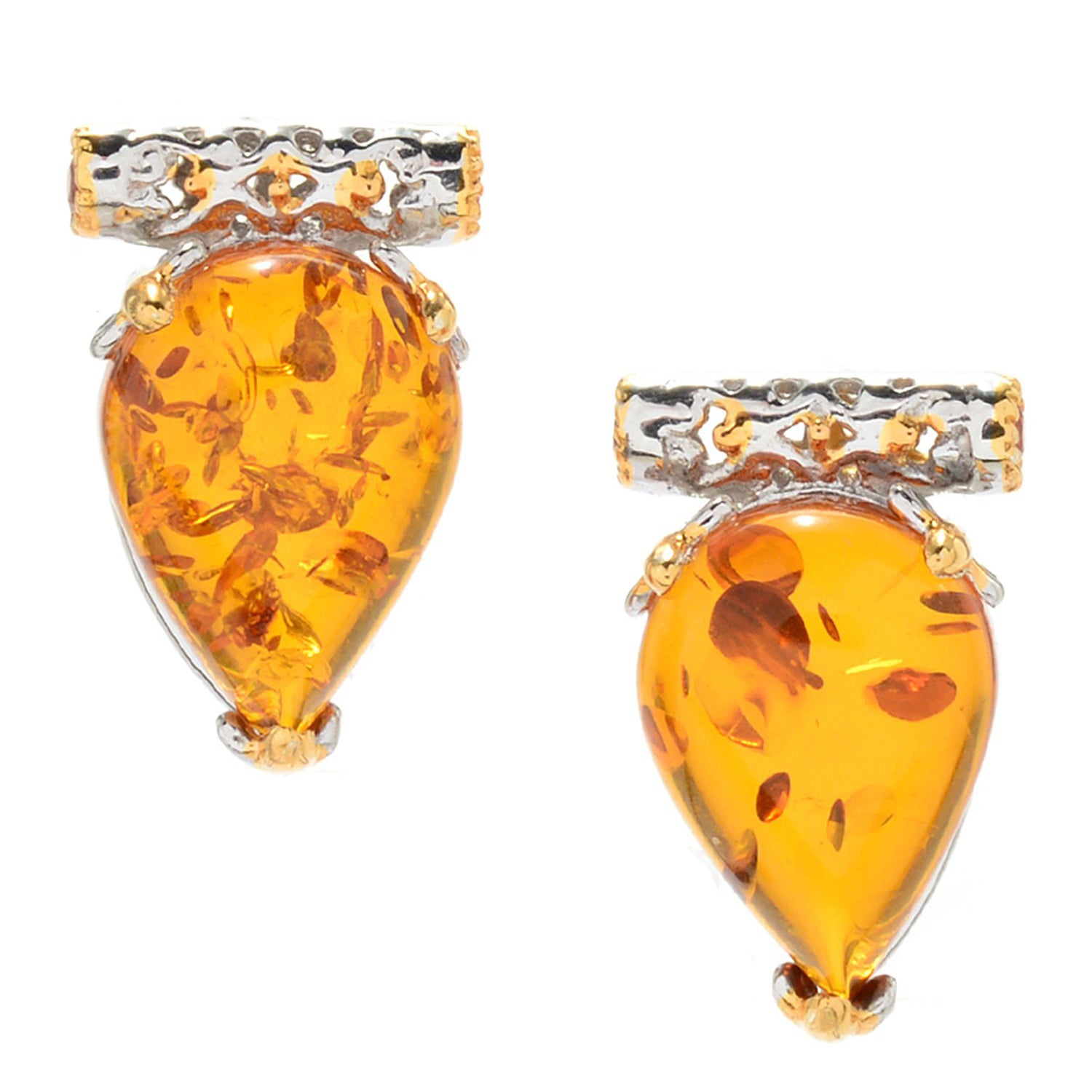 Gems en Vogue Amber & Orange Sapphire Stud Earrings