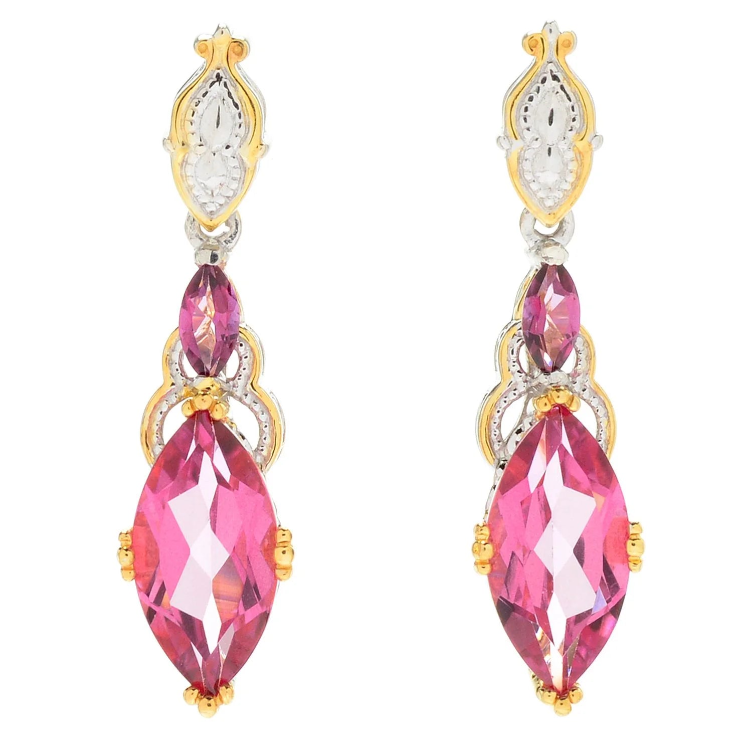 Gems en Vogue 2.34ctw Marquise Martha Rocha Pink Topaz Earrings