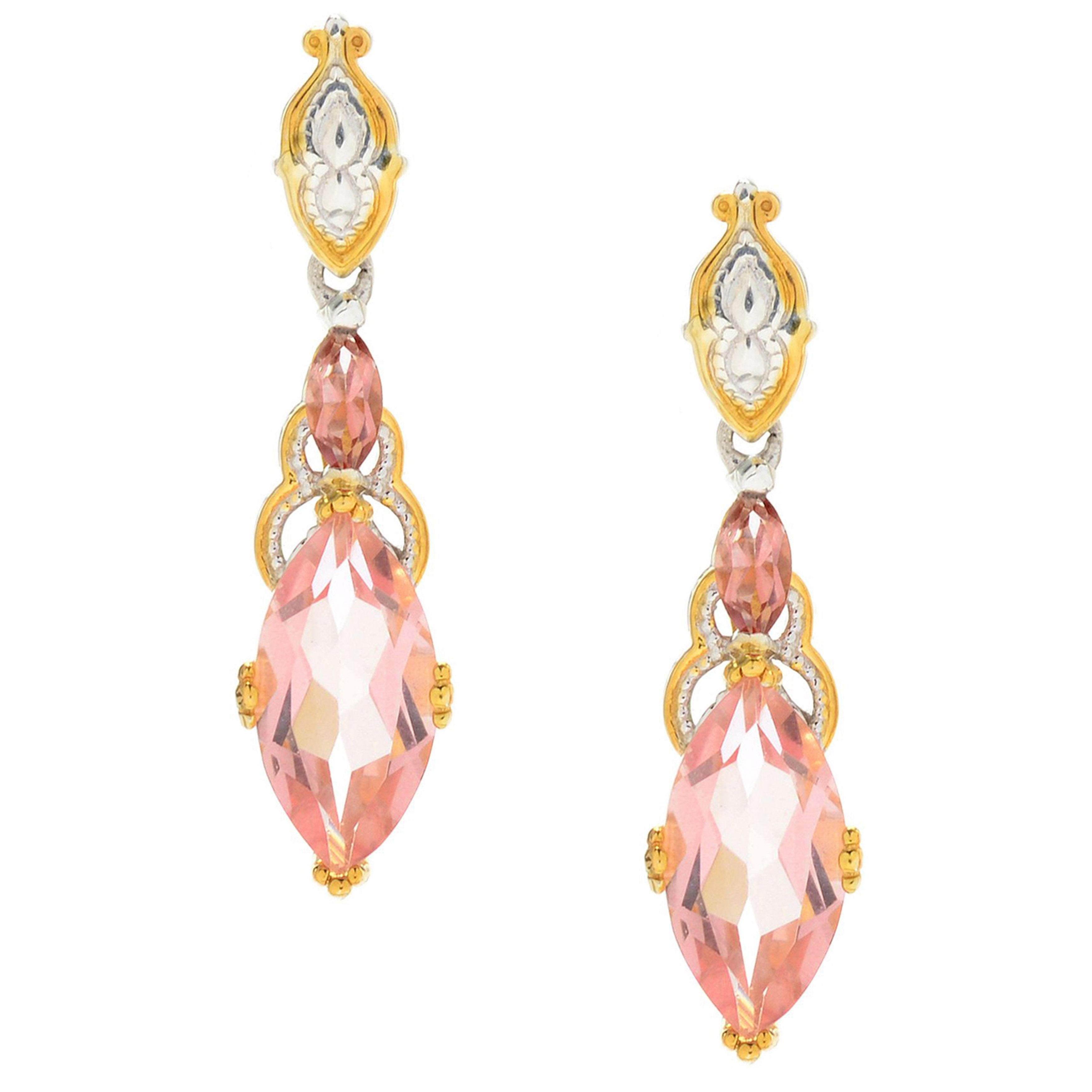 Gems en Vogue Choice of Shape 5.20ctw Morganite Color Topaz Drop Earrings