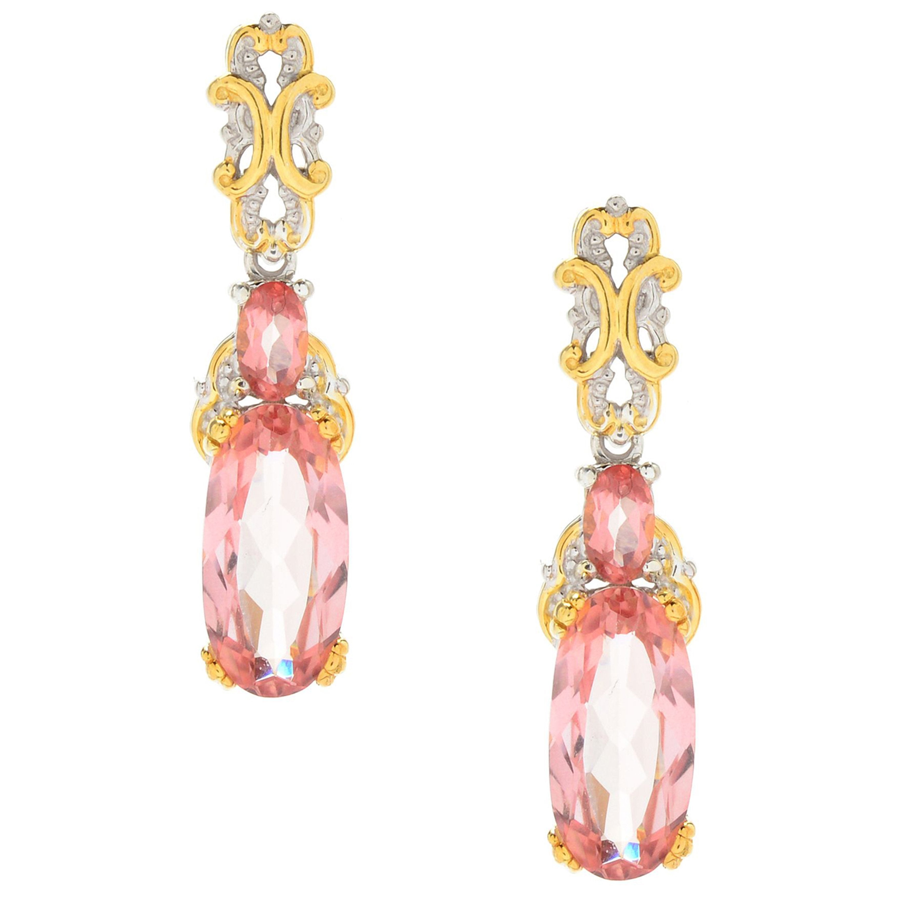 Gems en Vogue Choice of Shape 5.20ctw Morganite Color Topaz Drop Earrings