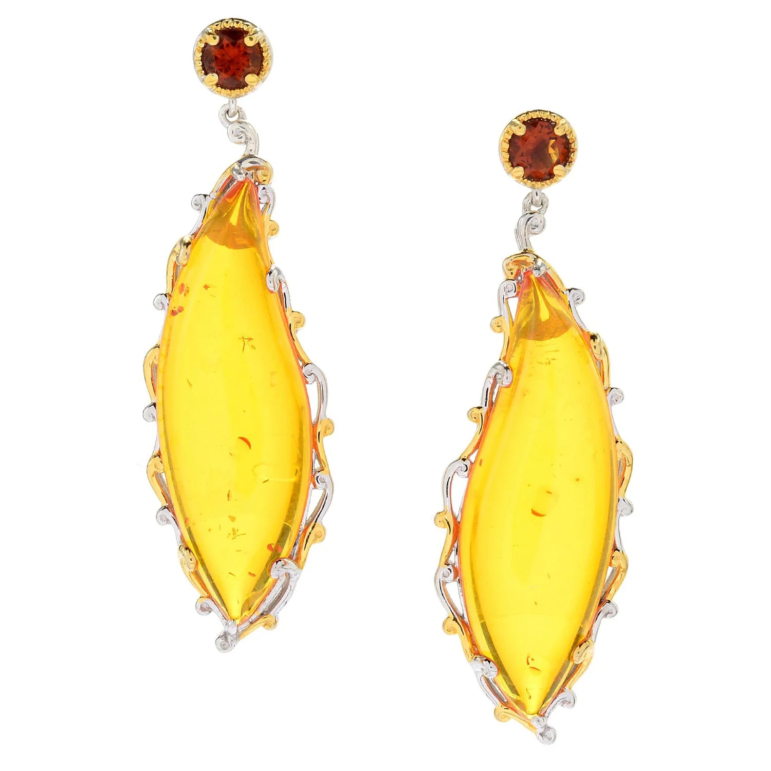 Gems en Vogue Choice of Amber & Gemstone Elongated Drop Earrings