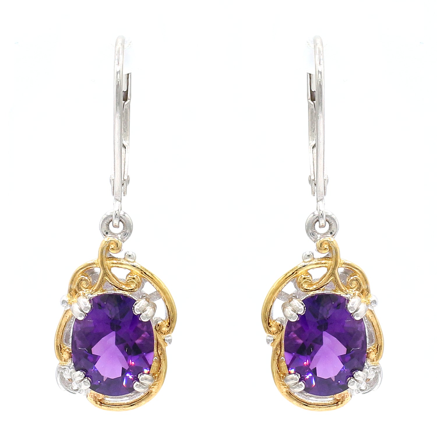 Gems en Vogue 3.40ctw Ametista do Sul Amethyst Drop Earrings